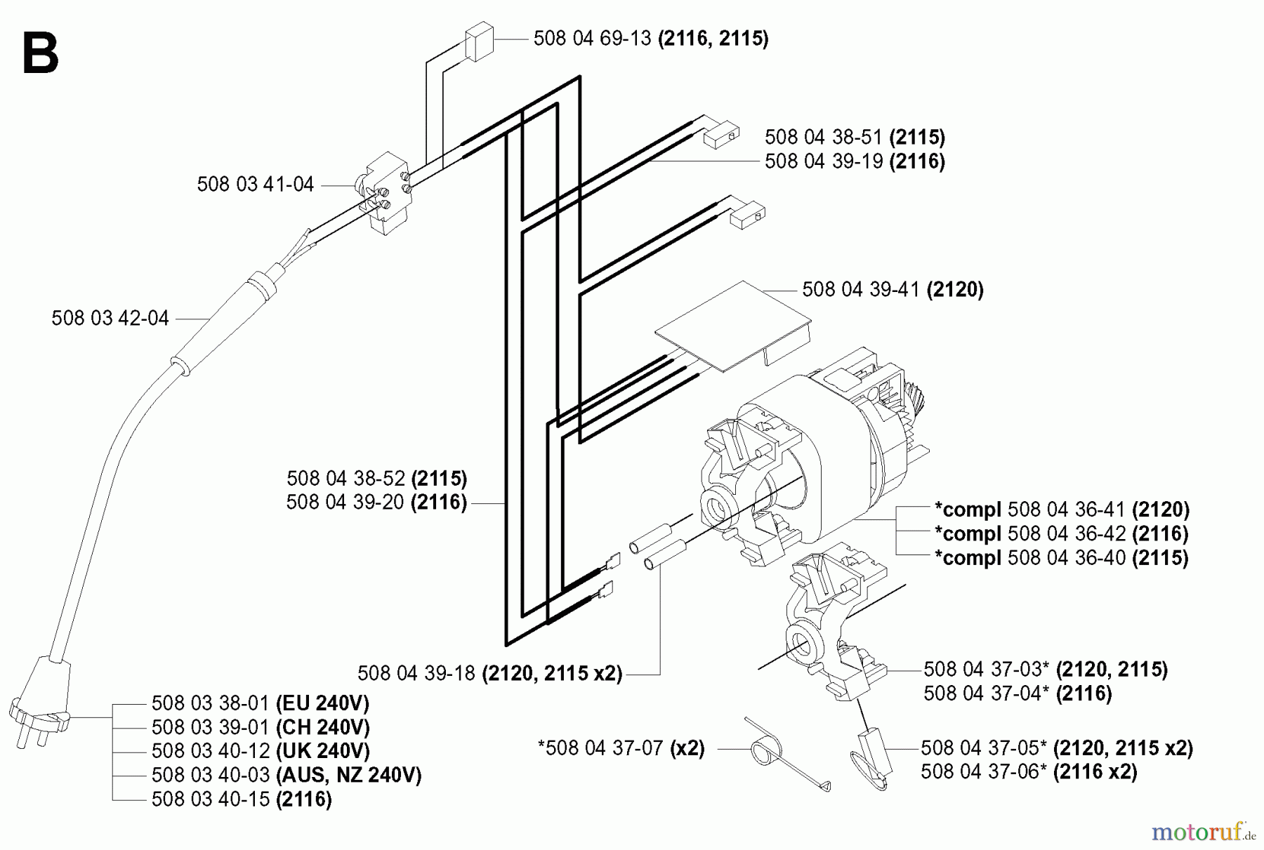  Jonsered Motorsägen CS2115EL - Jonsered Chainsaw (2003-08) ELECTRICAL
