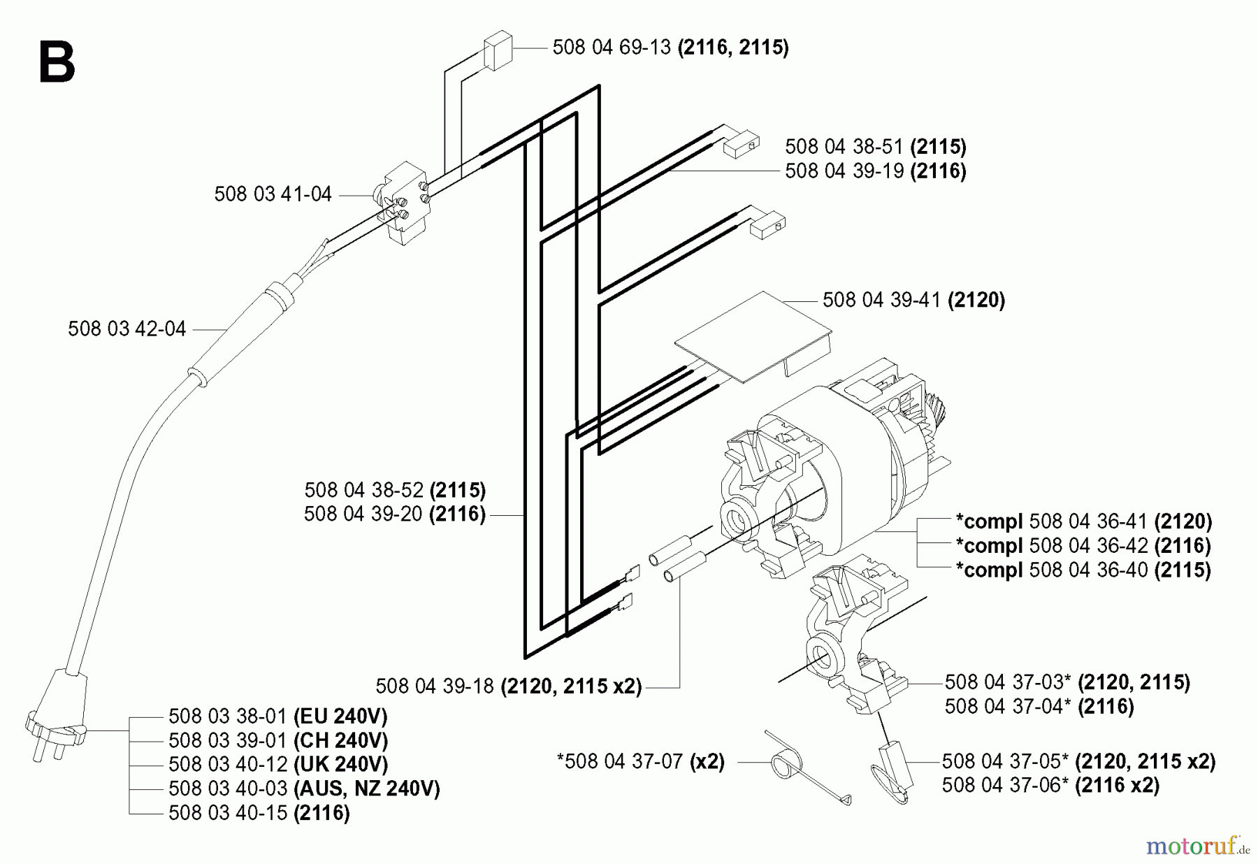  Jonsered Motorsägen CS2116EL - Jonsered Chainsaw (2003-08) MOTOR