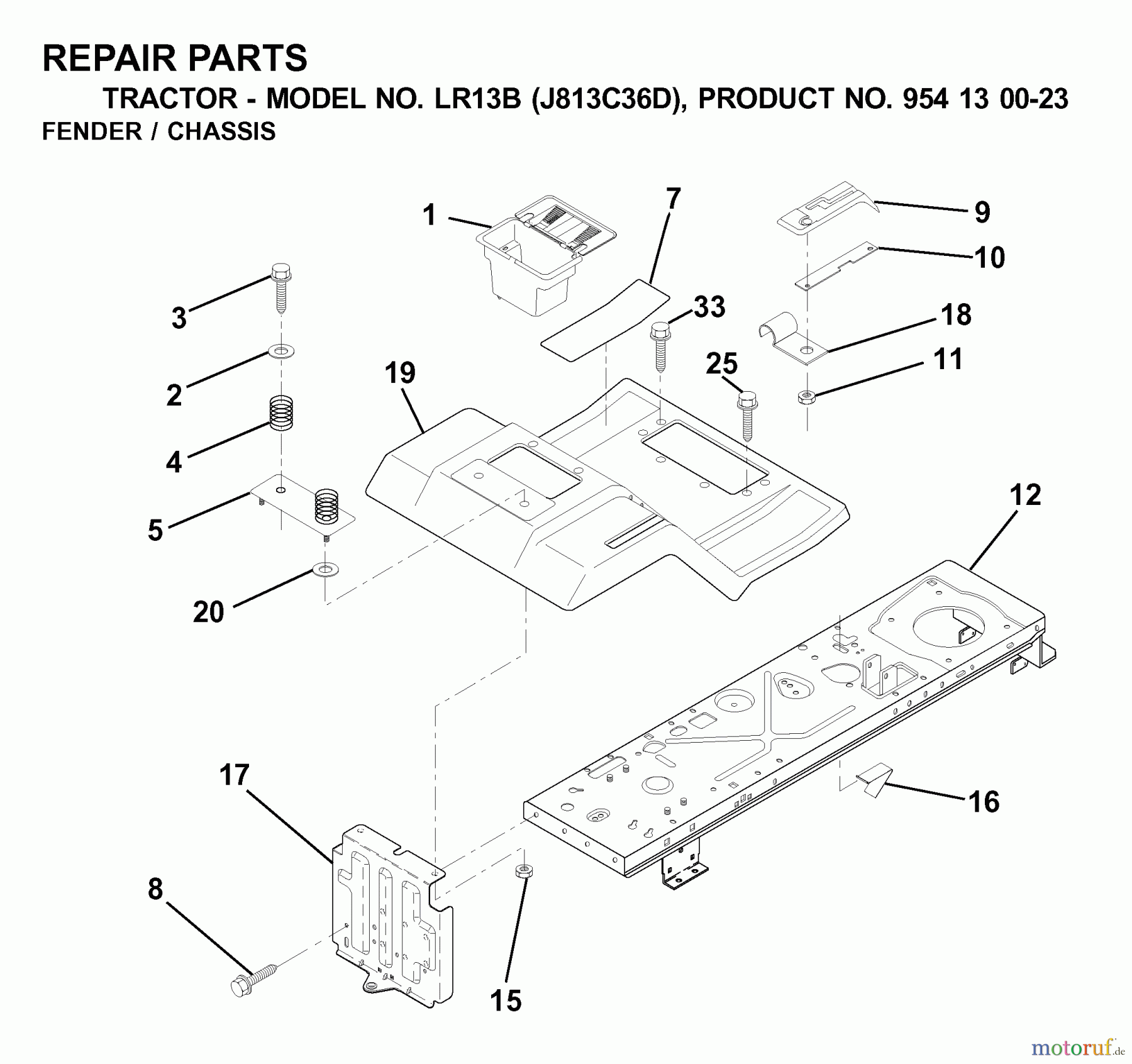 Jonsered Rasen und Garten Traktoren LR13B (J813C36D, 954130023) - Jonsered Lawn & Garden Tractor (2000-04) CHASSIS ENCLOSURES