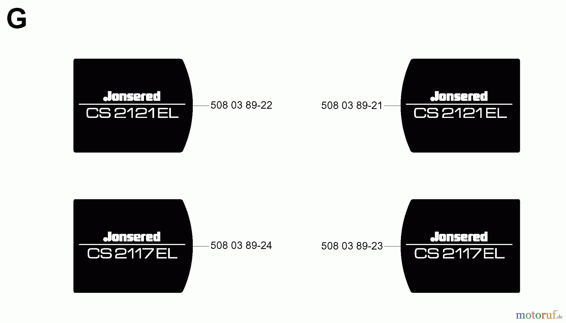 Jonsered Motorsägen CS2117EL - Jonsered Chainsaw (2005-09) DECALS #2
