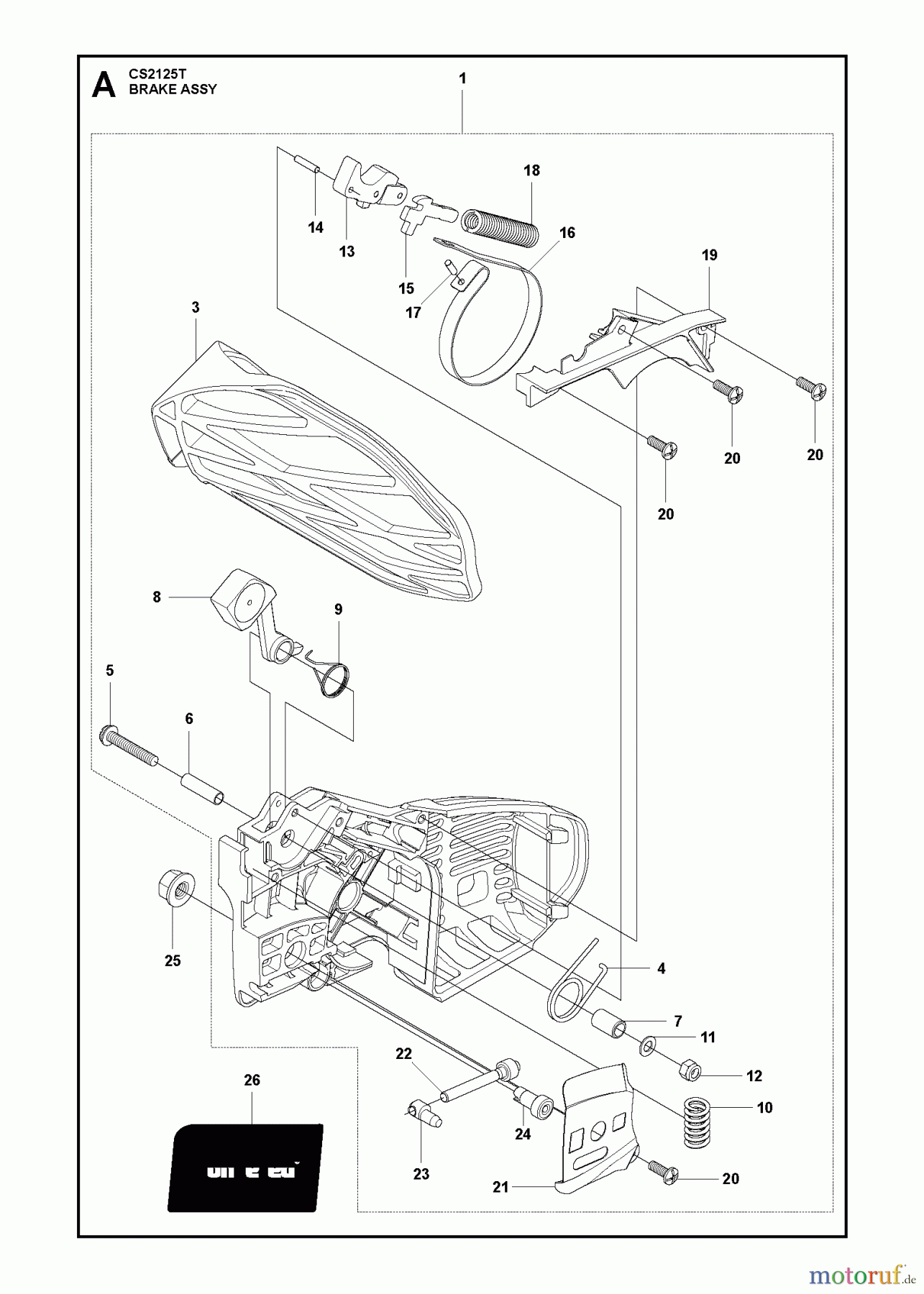 Jonsered Motorsägen CS2125 T - Jonsered Chainsaw (2009-08) CHAIN BRAKE