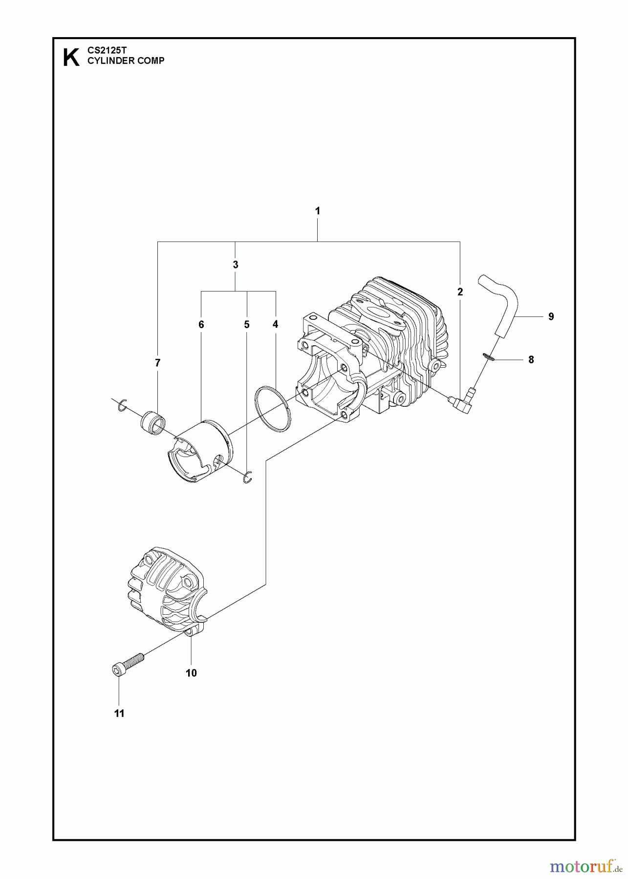  Jonsered Motorsägen CS2125 T - Jonsered Chainsaw (2009-08) CYLINDER
