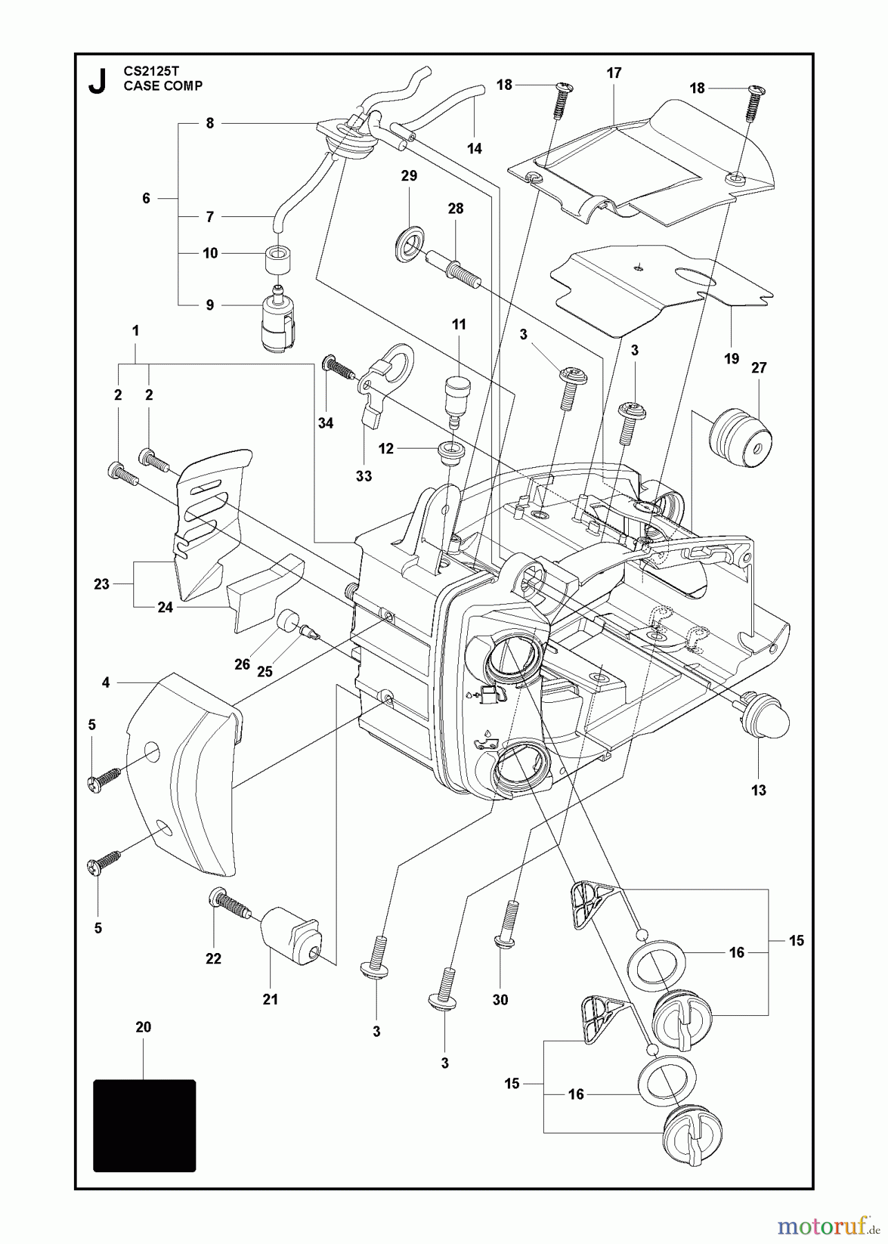 Jonsered Motorsägen CS2125 T - Jonsered Chainsaw (2009-08) HOUSING