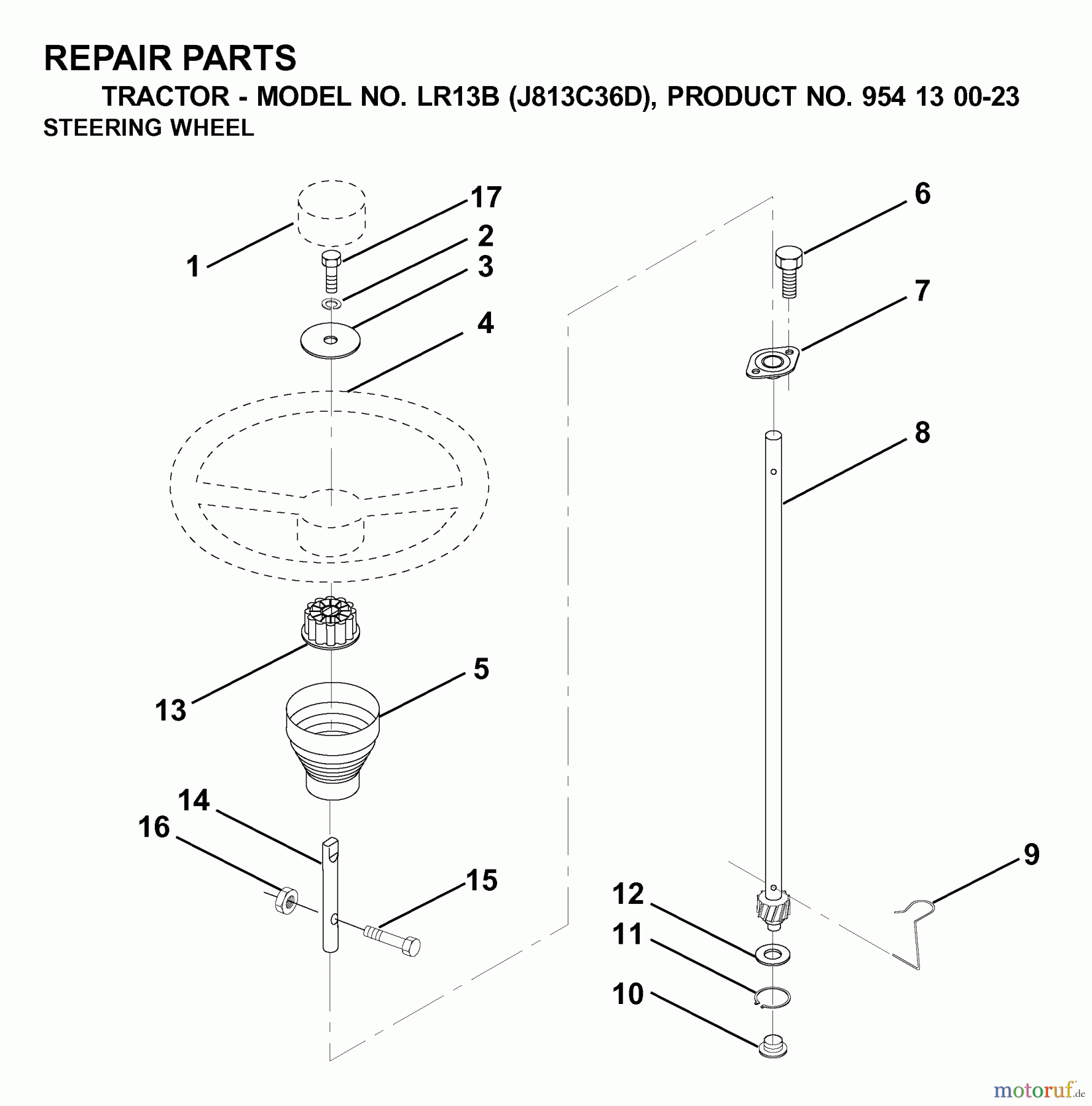 Jonsered Rasen und Garten Traktoren LR13B (J813C36D, 954130023) - Jonsered Lawn & Garden Tractor (2000-04) STEERING