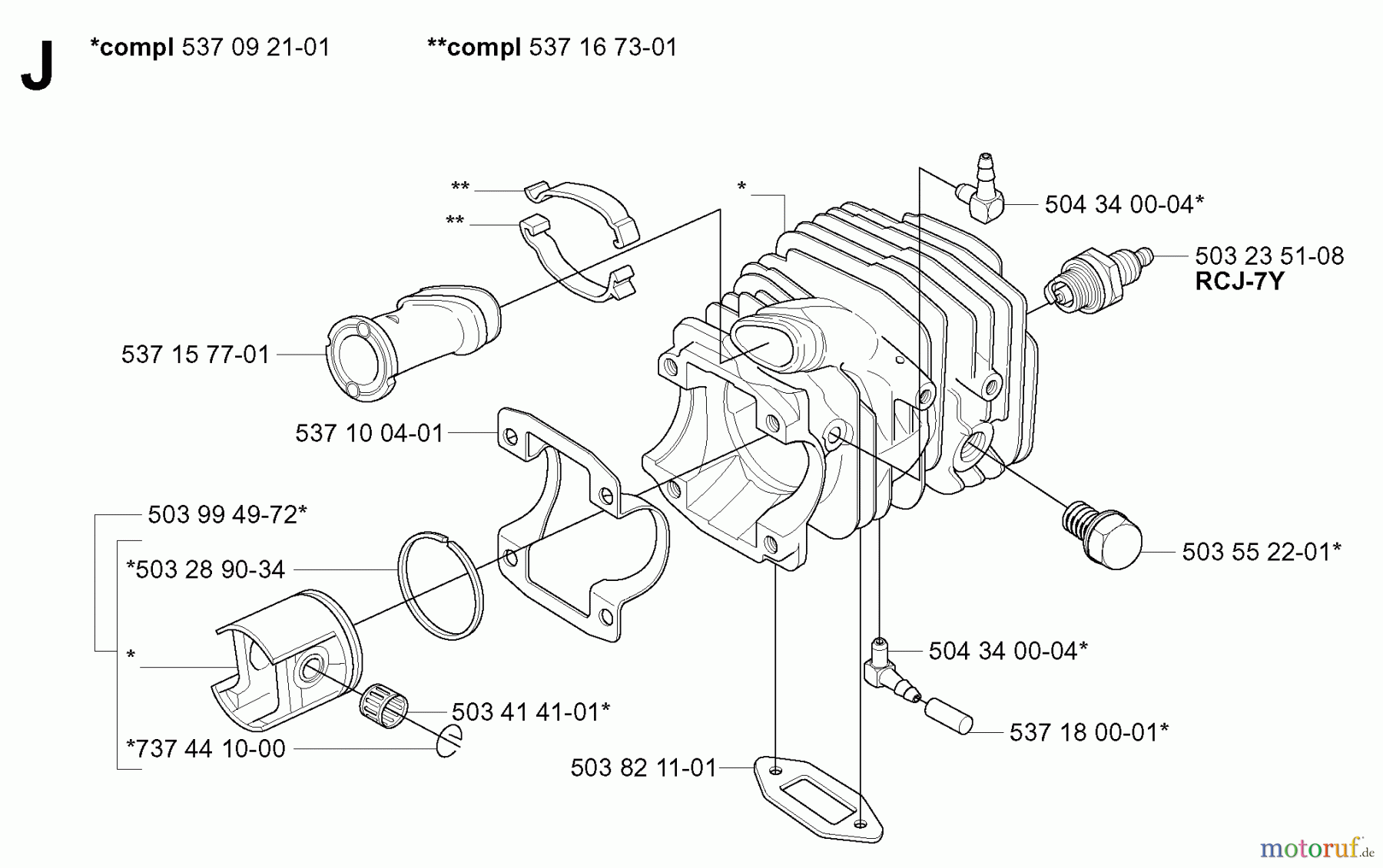 Jonsered Motorsägen CS2135 T - Jonsered Chainsaw (2005-03) CYLINDER PISTON