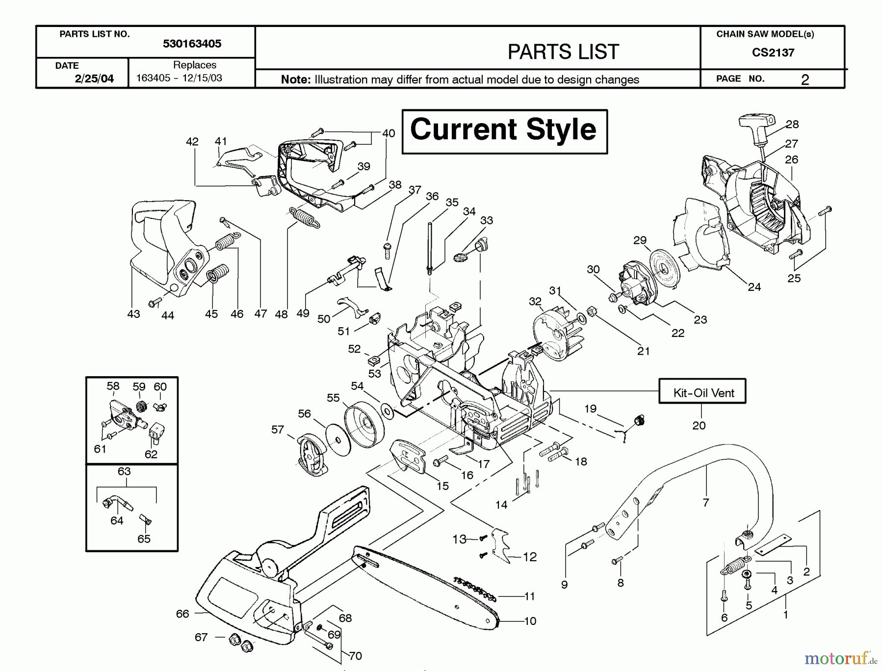 Jonsered Motorsägen CS2137 - Jonsered Chainsaw (2004-05) CRANKCASE #2