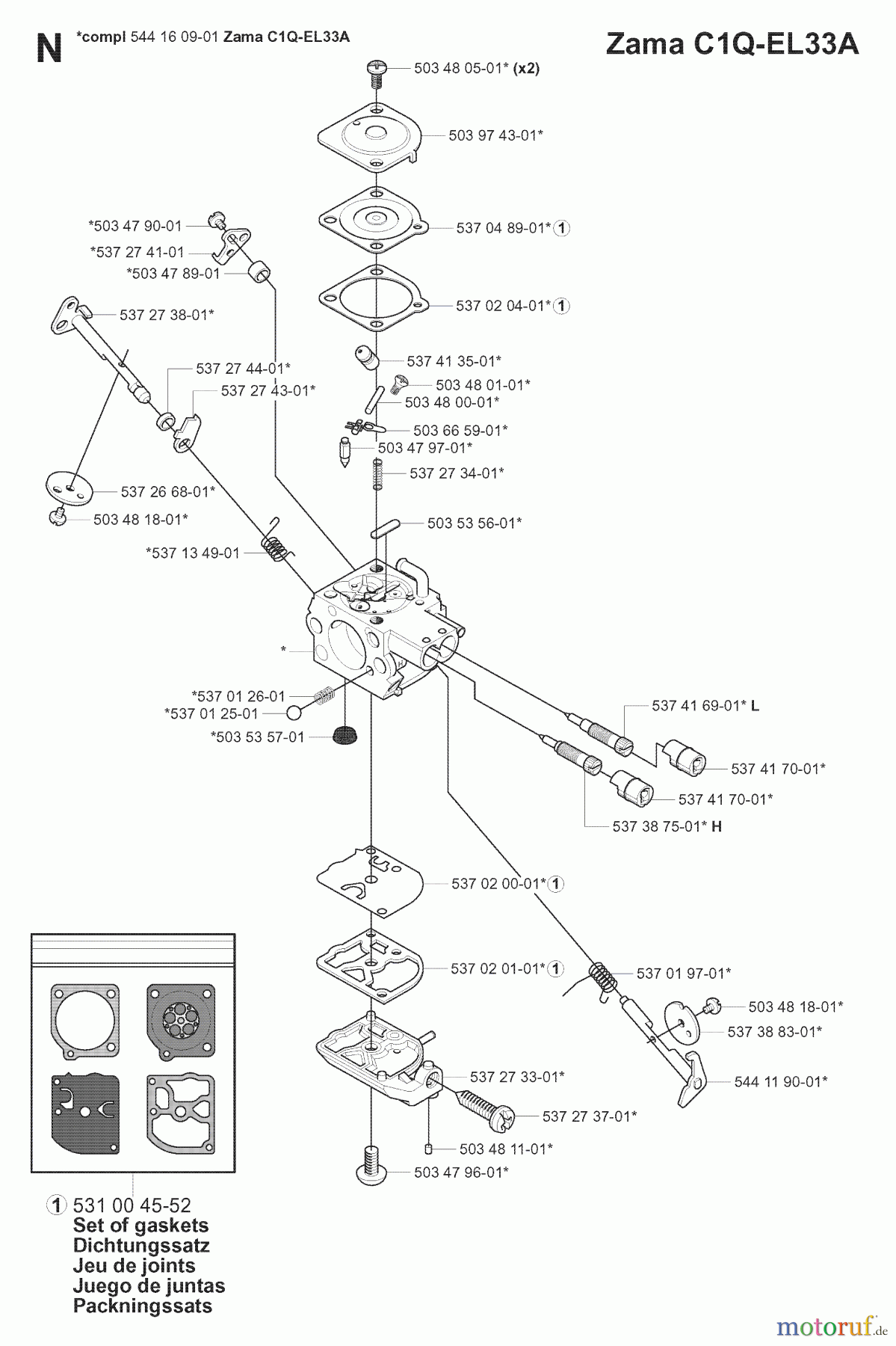 Jonsered Motorsägen CS2139 T - Jonsered Chainsaw (2008-02) CARBURETOR DETAILS