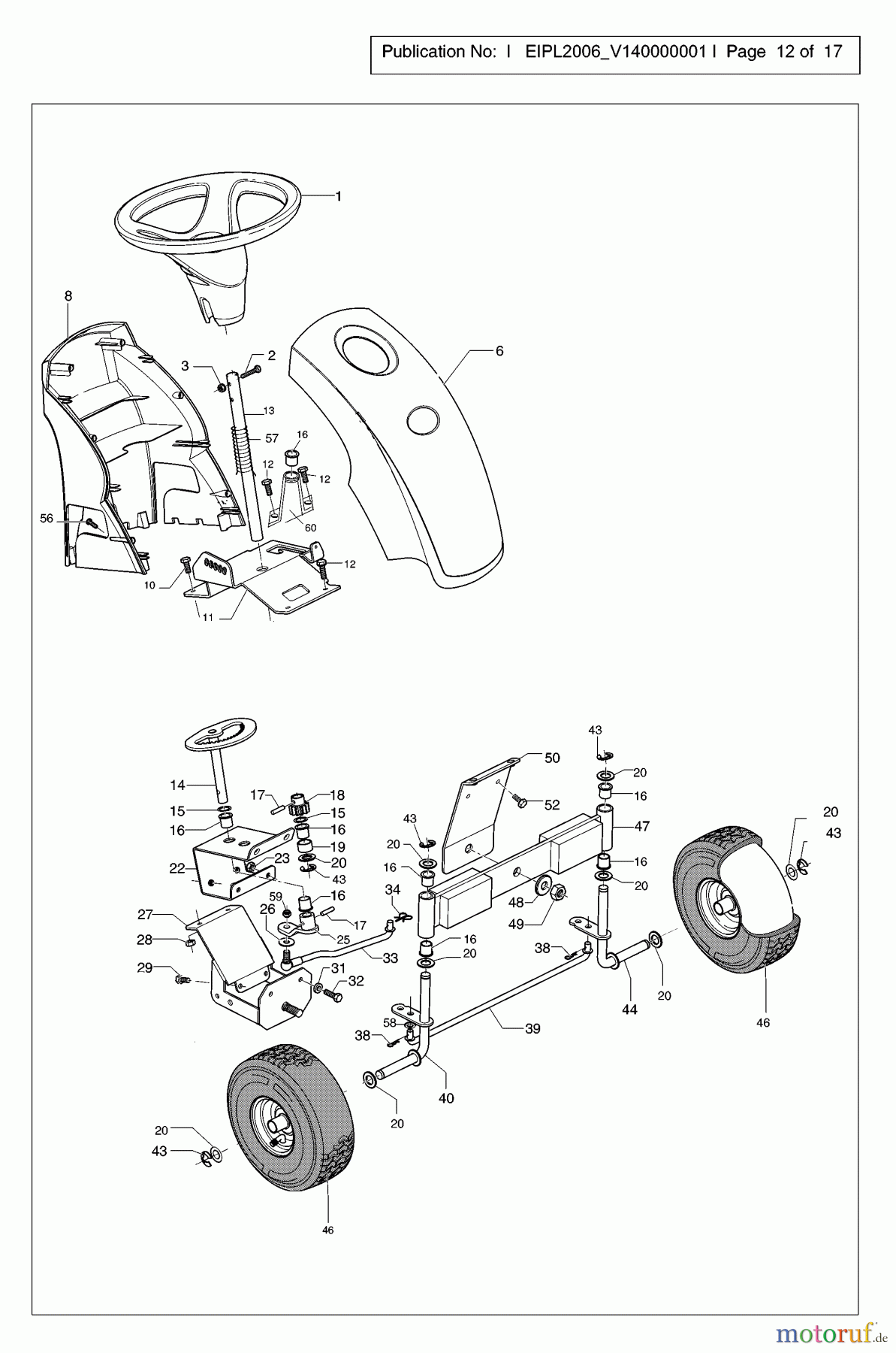 Jonsered Rasen und Garten Traktoren LR2107C (953876582) - Jonsered Lawn & Garden Tractor (2006-05) STEERING