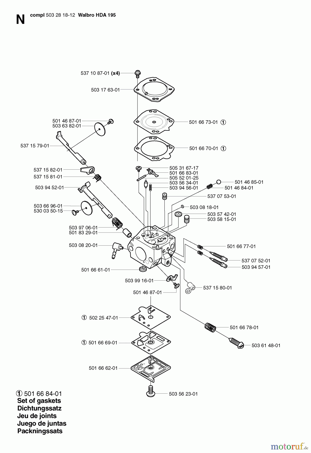 Jonsered Motorsägen CS2150 - Jonsered Chainsaw (2003-01) CARBURETOR DETAILS #1