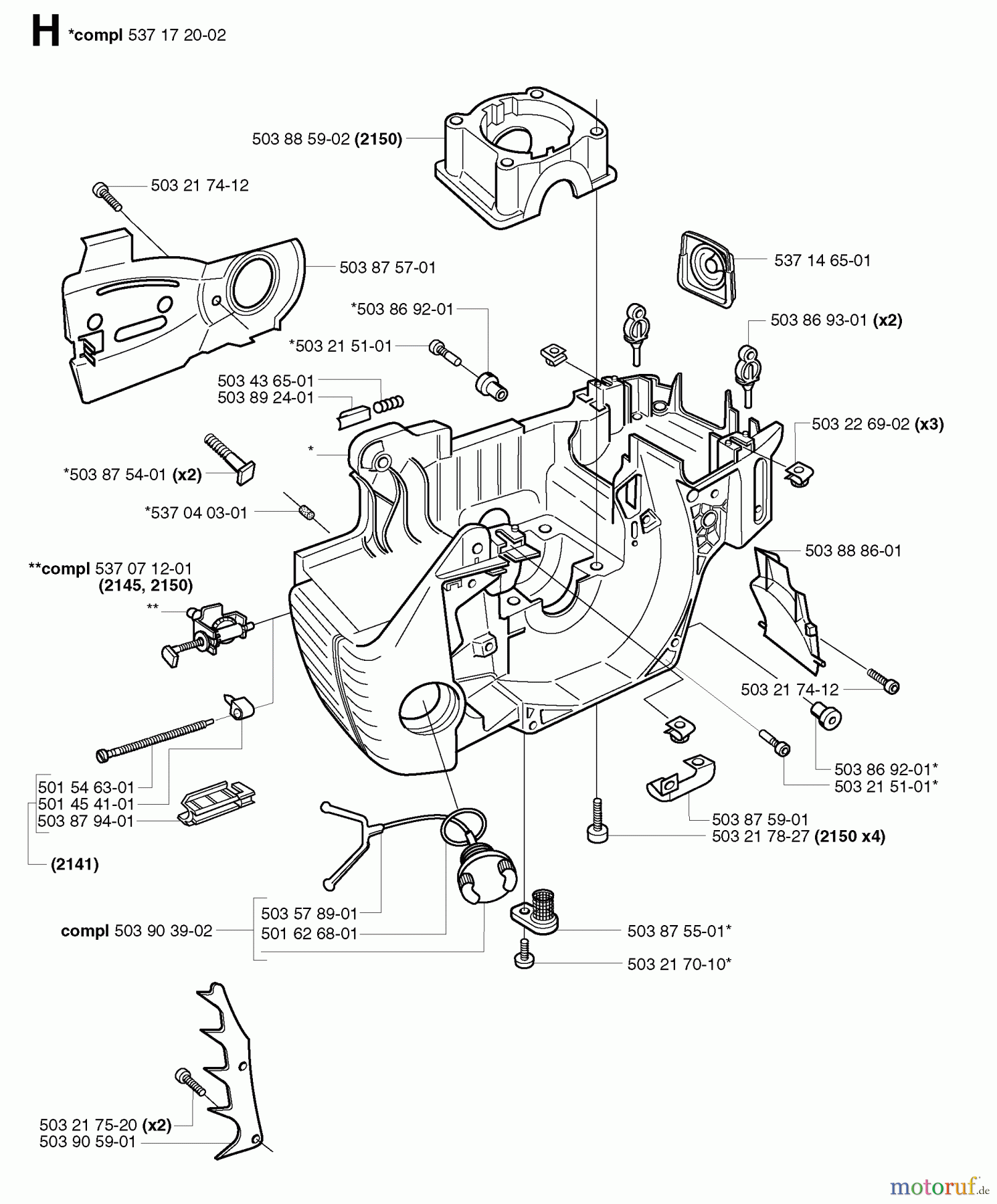 Jonsered Motorsägen CS2150 - Jonsered Chainsaw (2003-01) CRANKCASE