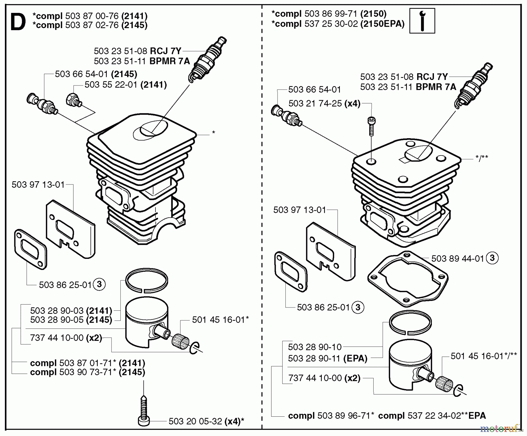 Jonsered Motorsägen CS2150 - Jonsered Chainsaw (2003-01) CYLINDER PISTON
