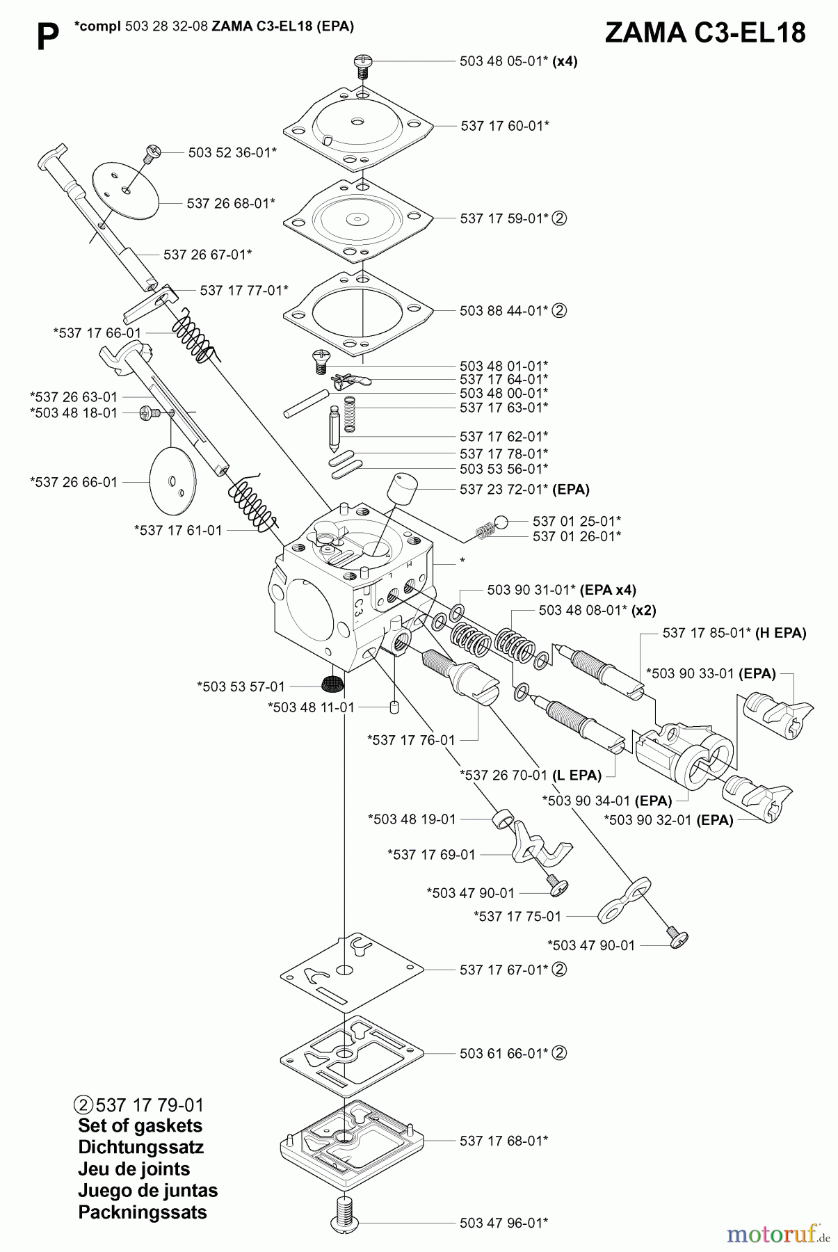 Jonsered Motorsägen CS2150 - Jonsered Chainsaw (2004-03) CARBURETOR DETAILS #2