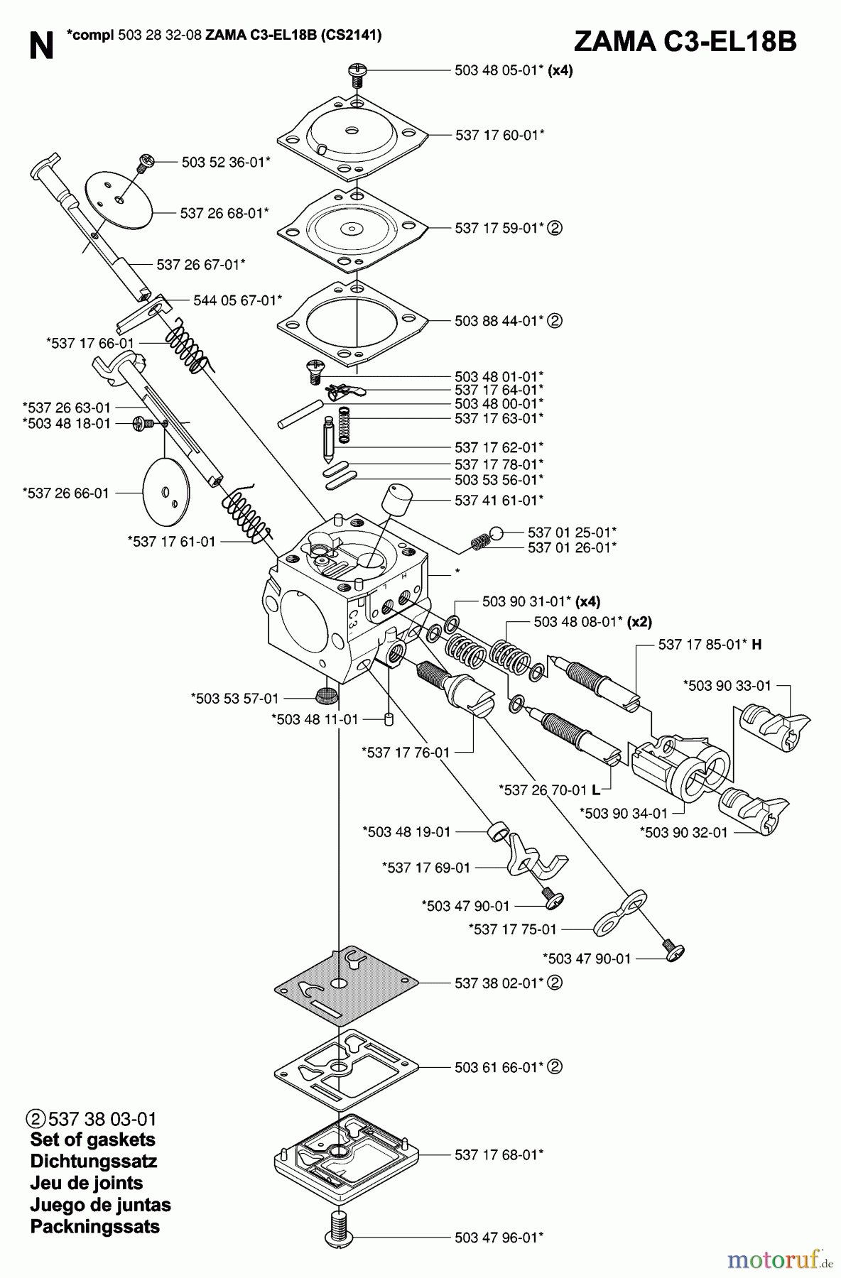 Jonsered Motorsägen CS2145 - Jonsered Chainsaw (2007-01) CARBURETOR #2