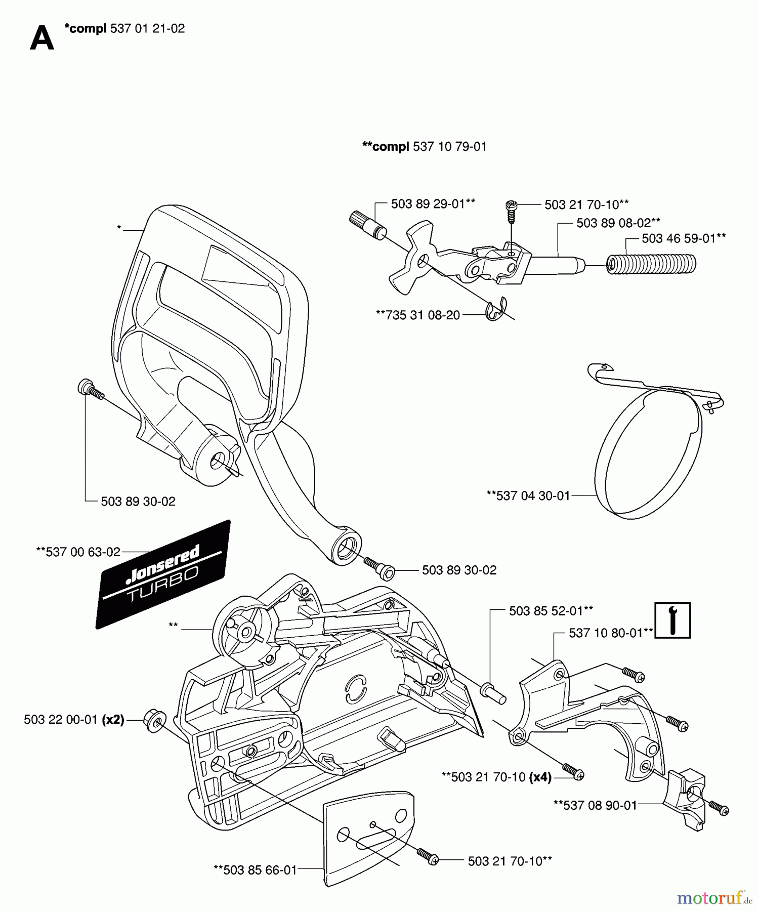 Jonsered Motorsägen CS2145 - Jonsered Chainsaw (2007-01) CHAIN BRAKE CLUTCH COVER