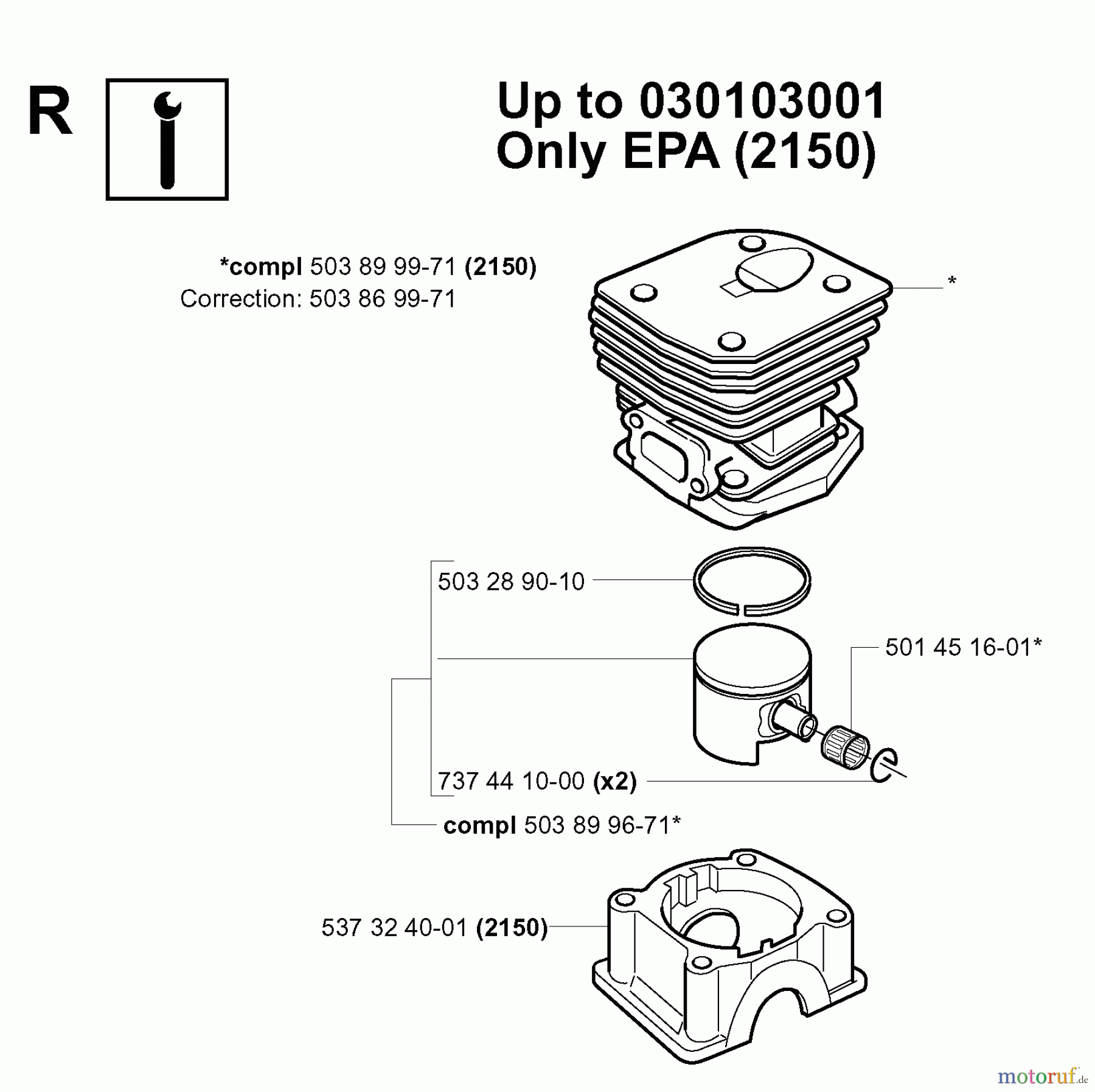  Jonsered Motorsägen CS2145 EPA - Jonsered Chainsaw (2004-03) CYLINDER PISTON #1