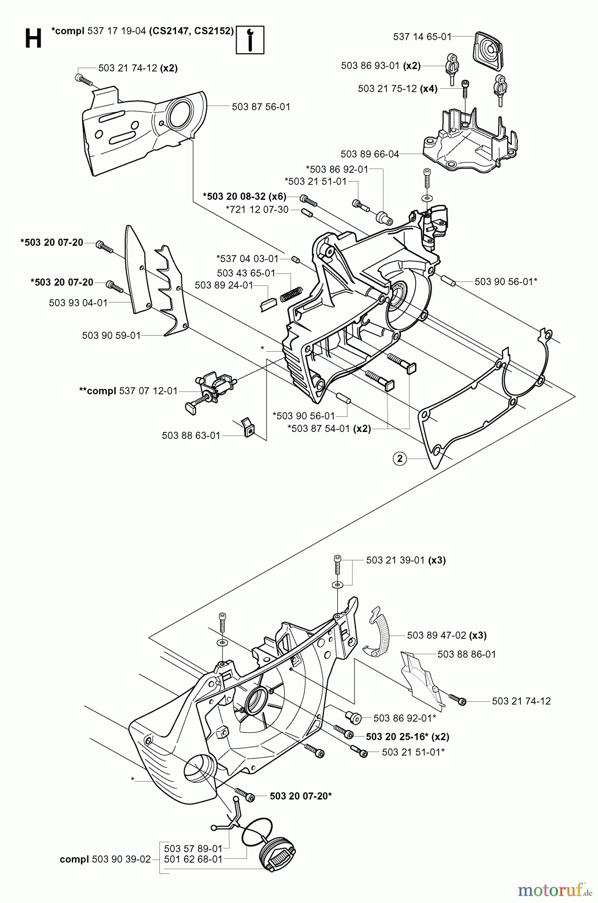  Jonsered Motorsägen CS2152 EPA I - Jonsered Chainsaw (2003-08) CRANKCASE #2
