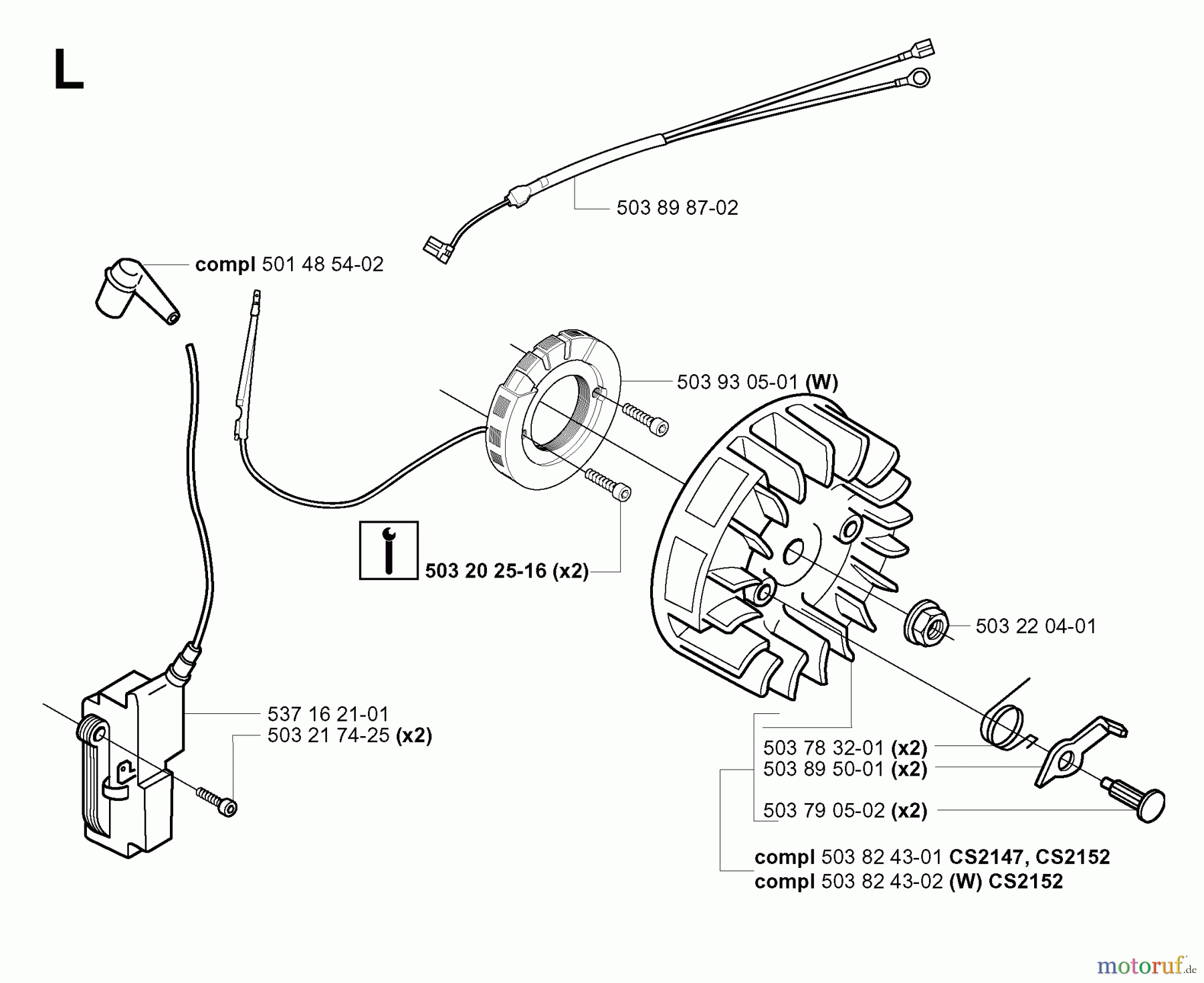  Jonsered Motorsägen CS2152 EPA I - Jonsered Chainsaw (2003-08) IGNITION SYSTEM
