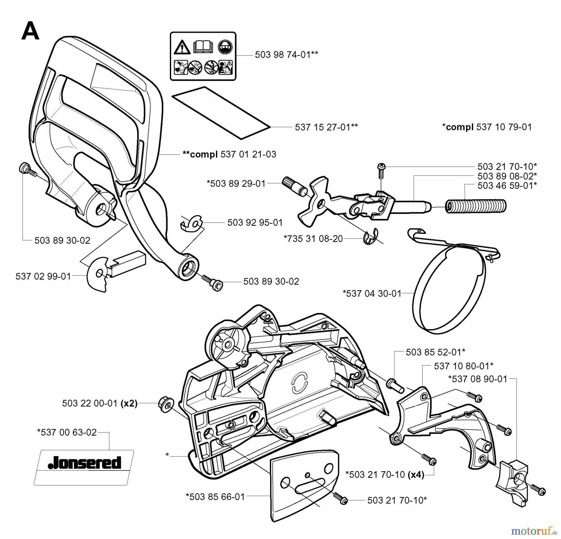 Jonsered Motorsägen CS2147 EPA - Jonsered Chainsaw (2004-03) CHAIN BRAKE CLUTCH COVER