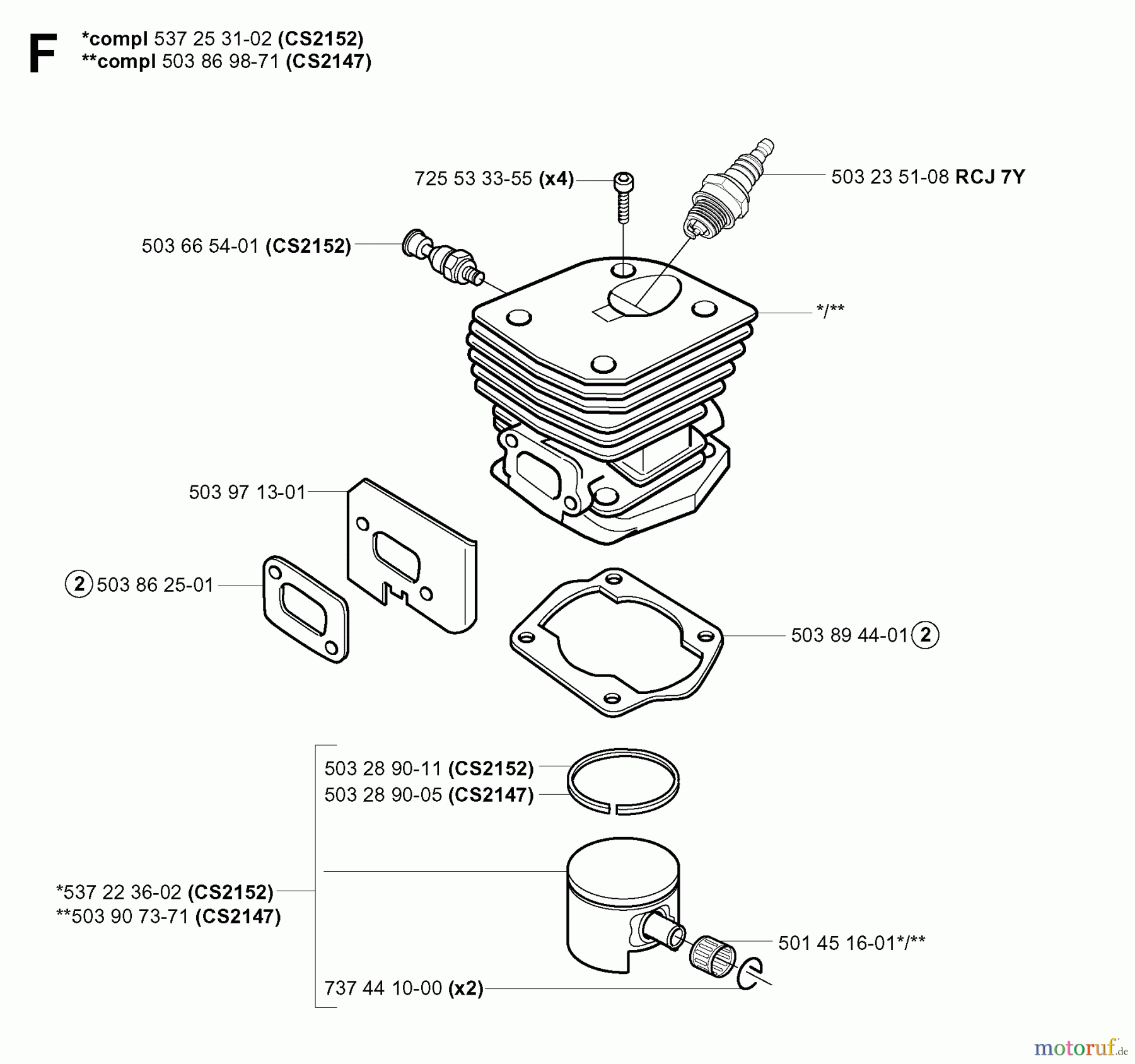 Jonsered Motorsägen CS2147 - Jonsered Chainsaw (2004-03) CYLINDER PISTON