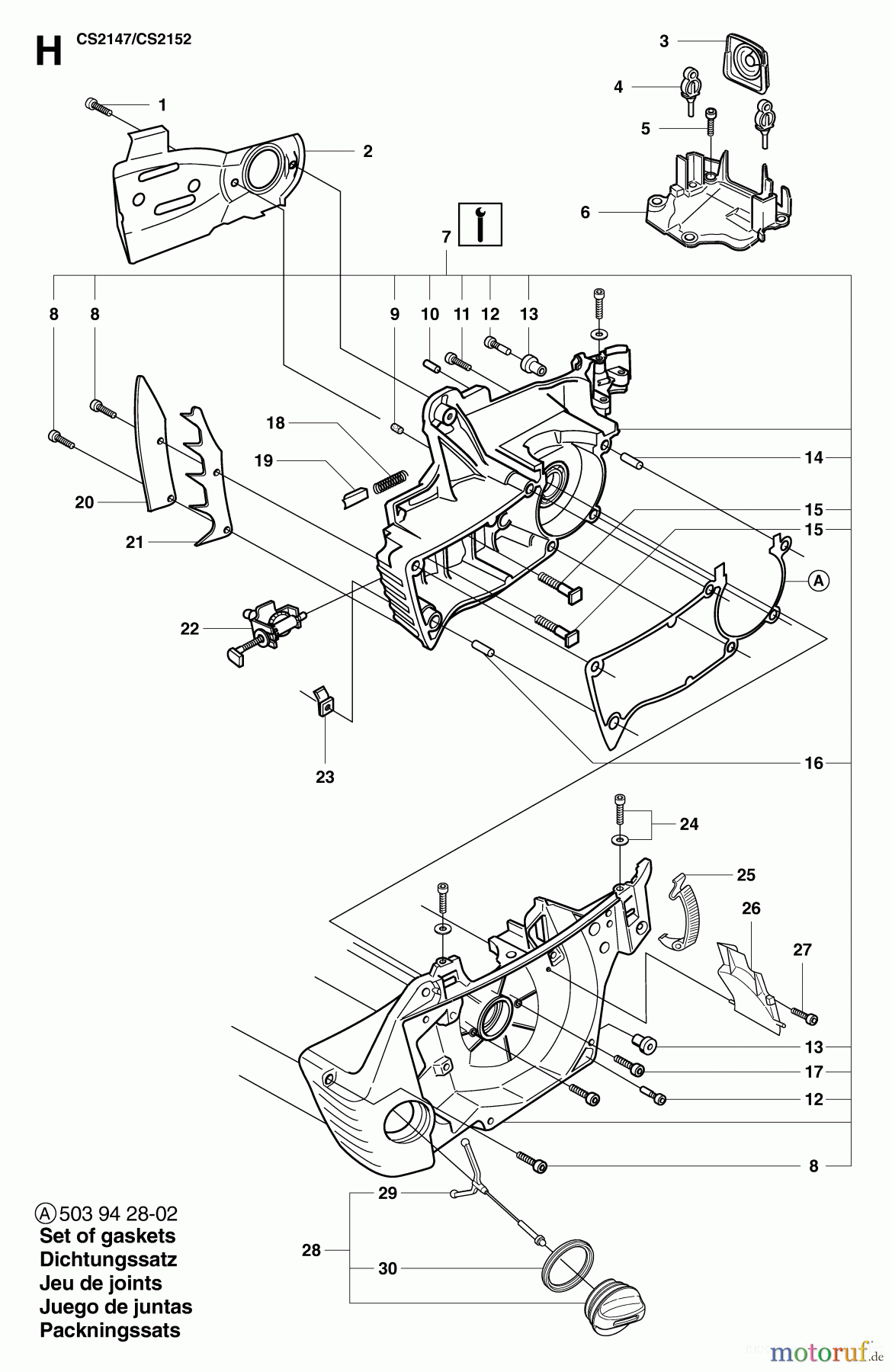  Jonsered Motorsägen CS2152 - Jonsered Chainsaw (2007-04) CRANKCASE