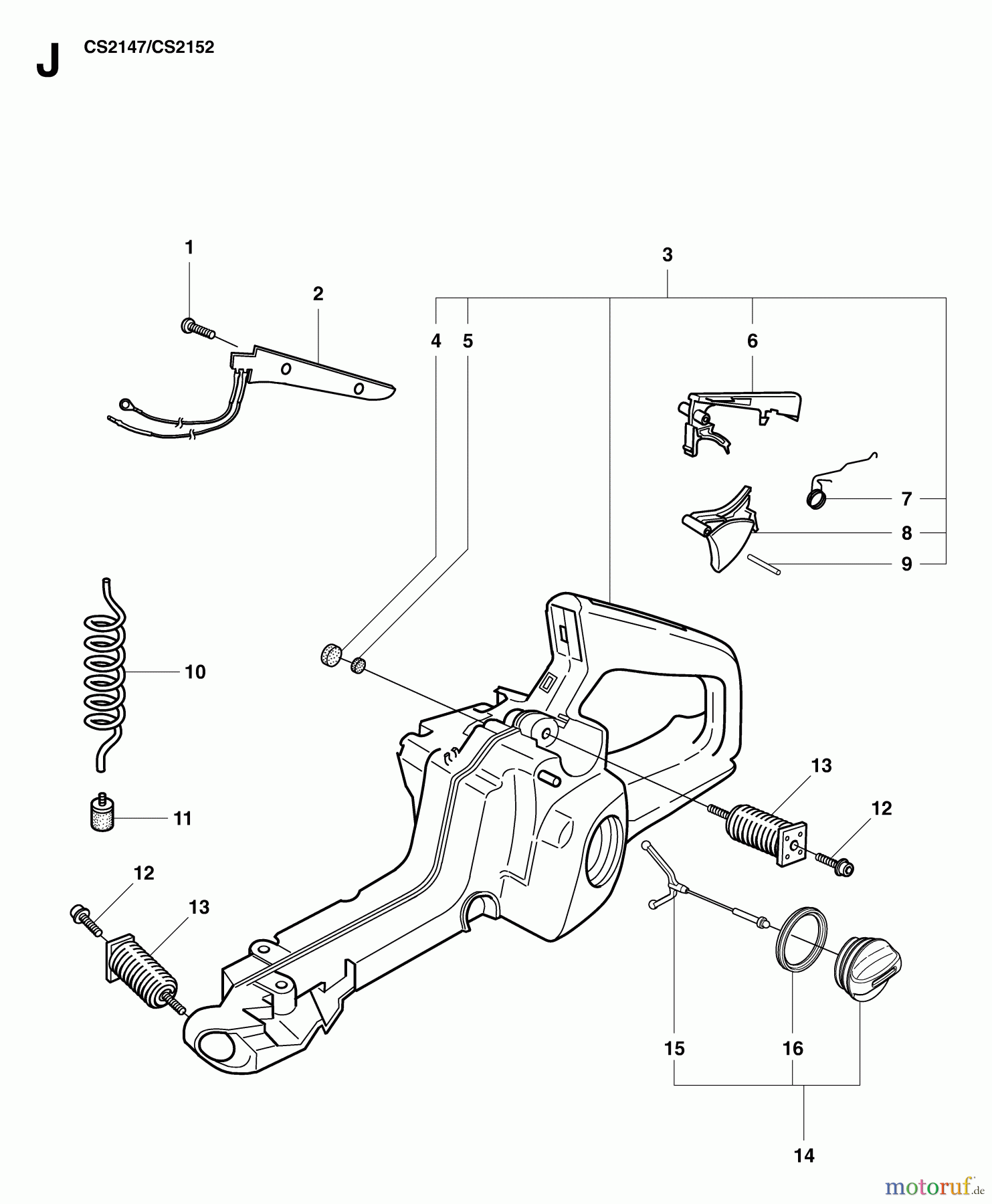 Jonsered Motorsägen CS2147 - Jonsered Chainsaw (2007-04) FUEL TANK