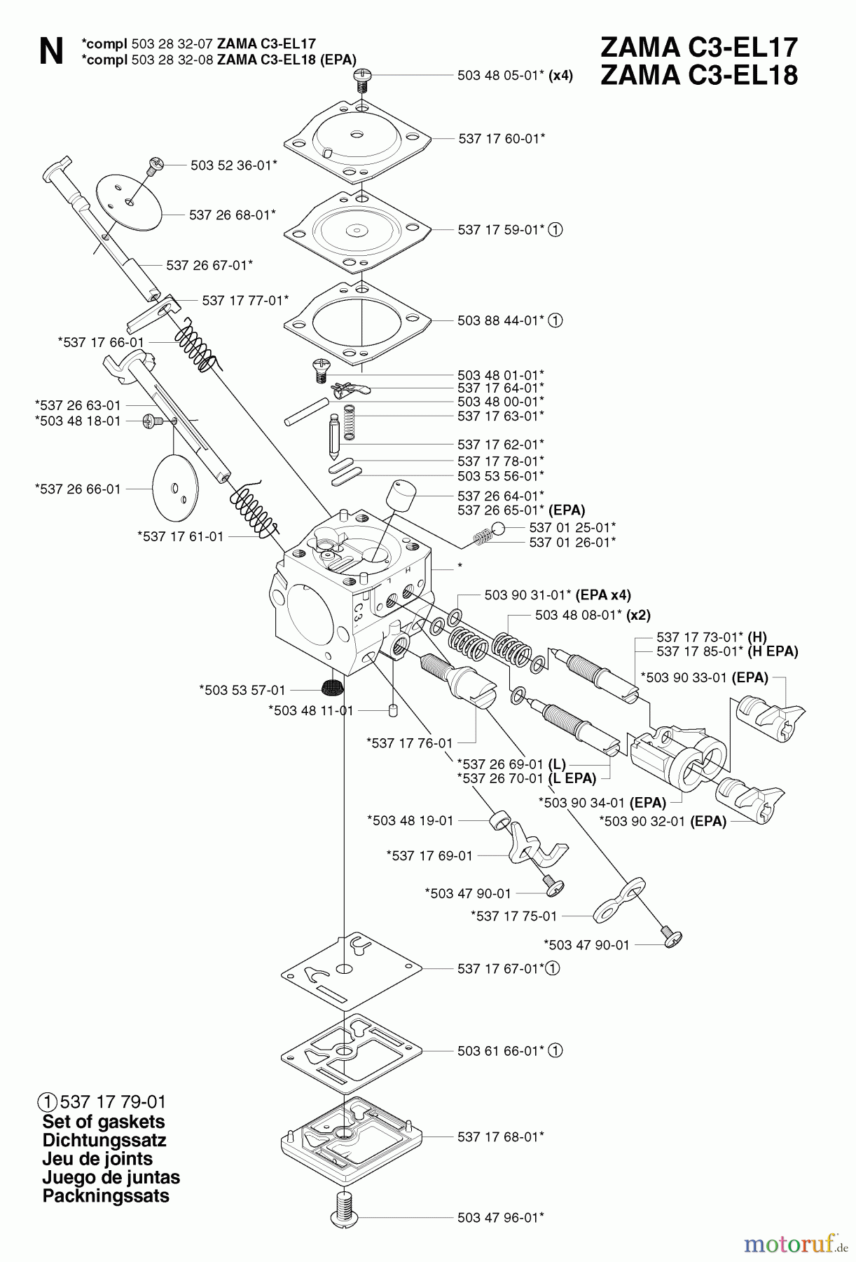 Jonsered Motorsägen CS2152 - Jonsered Chainsaw (2002-09) CARBURETOR DETAILS