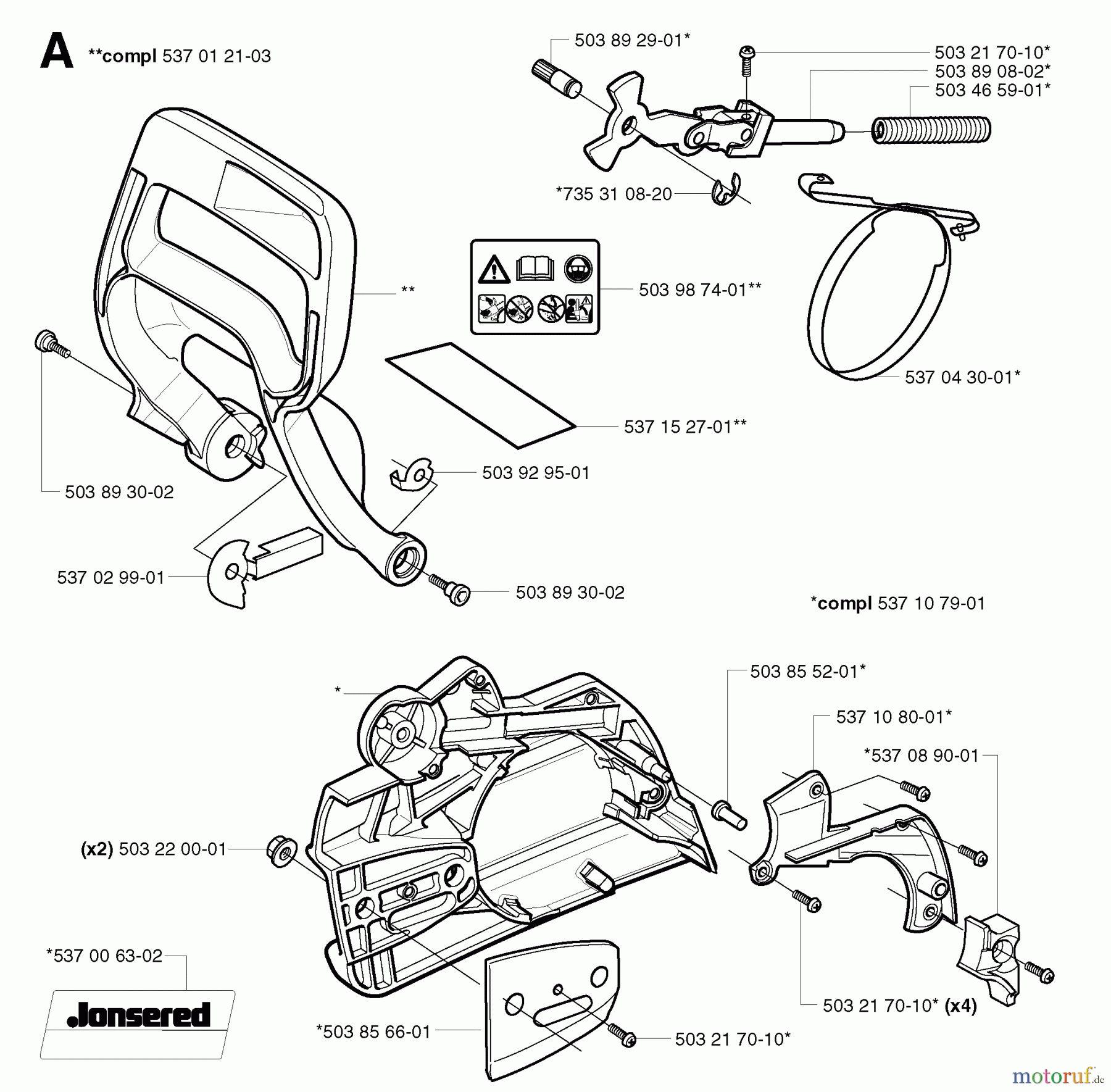  Jonsered Motorsägen CS2152 - Jonsered Chainsaw (2002-09) CHAIN BRAKE CLUTCH COVER