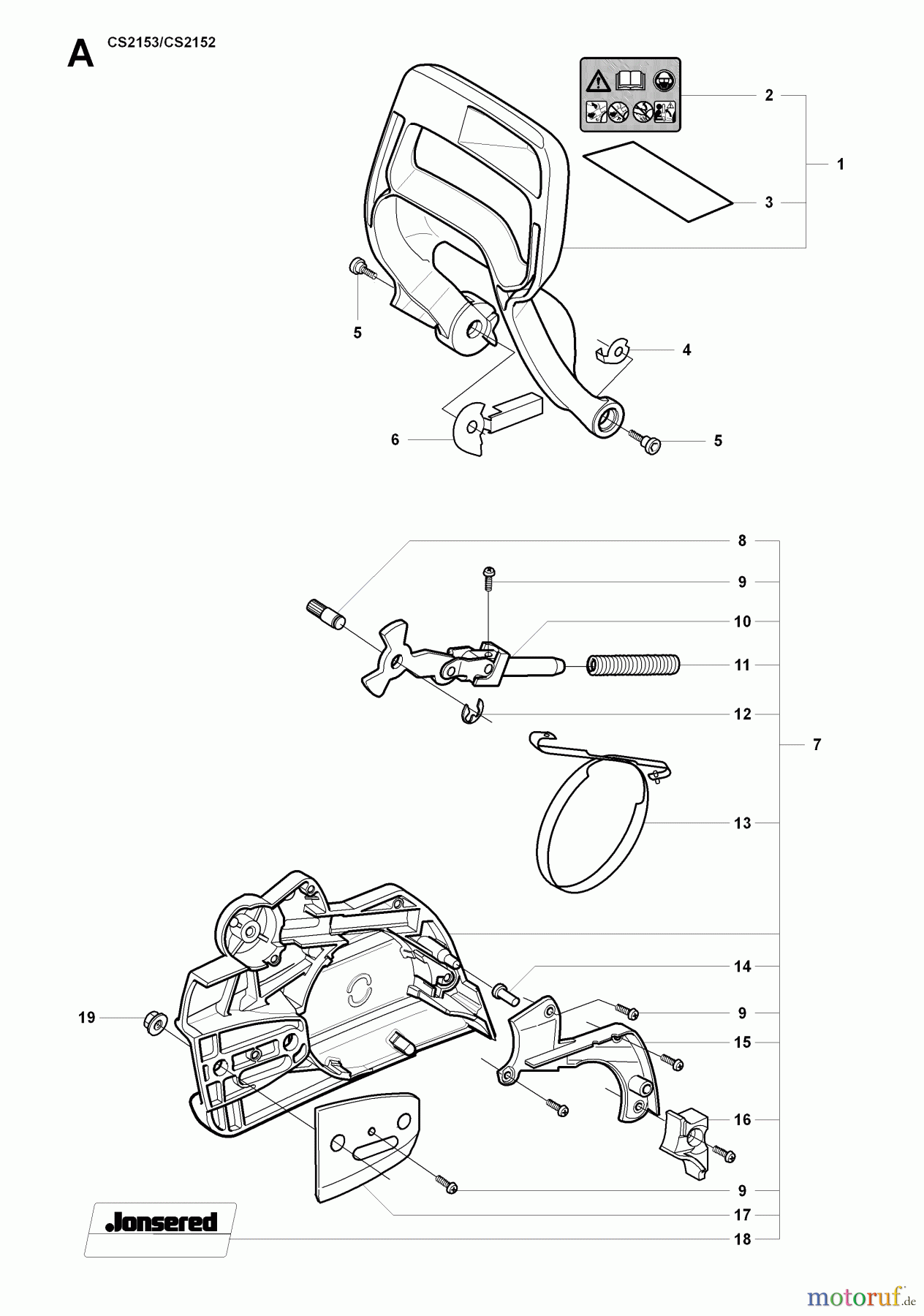 Jonsered Motorsägen CS2152 - Jonsered Chainsaw (2007-08) CHAIN BRAKE CLUTCH COVER