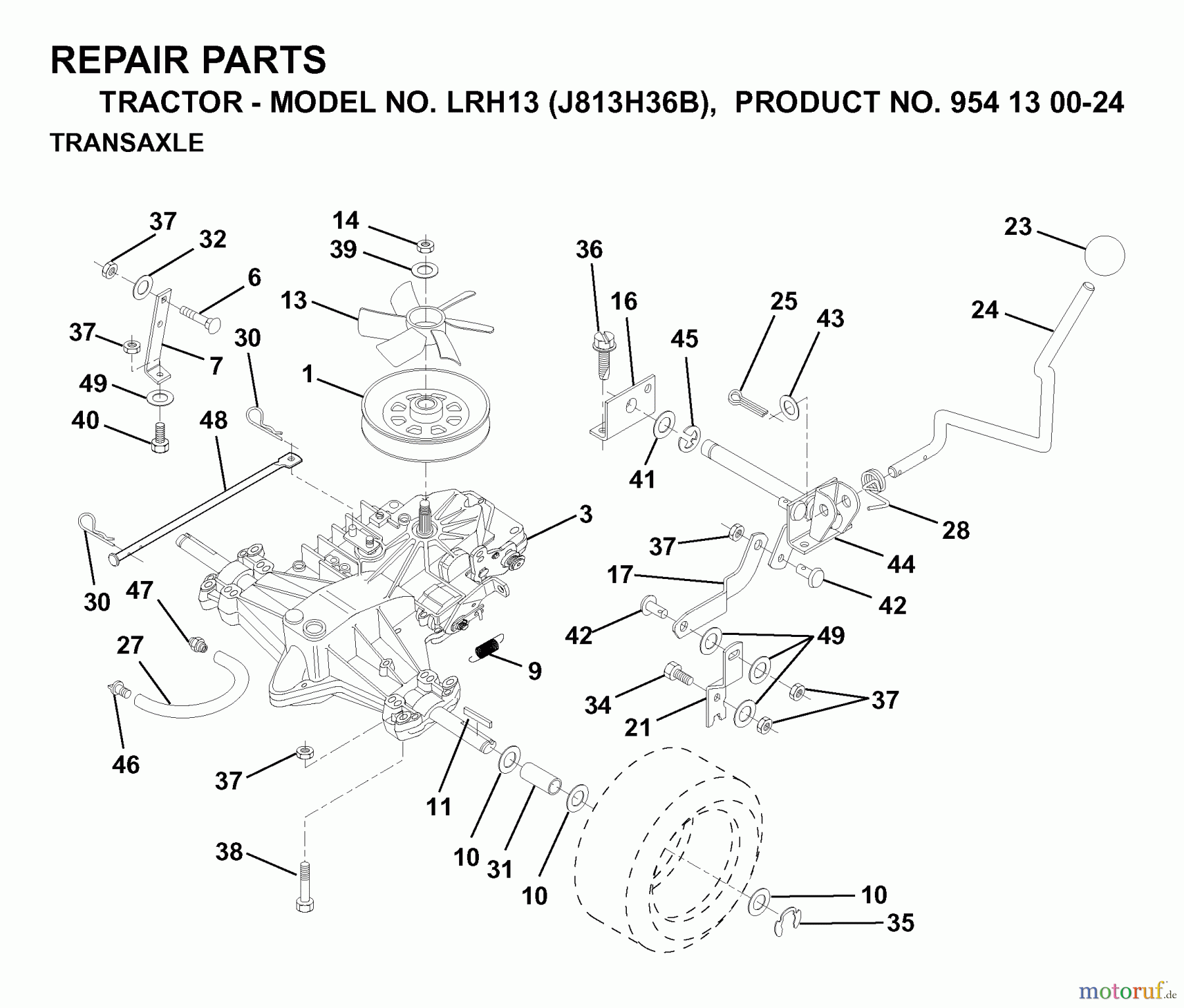Jonsered Rasen und Garten Traktoren LRH13 (J813H36B, 954130024) - Jonsered Lawn & Garden Tractor (1998-12) TRANSMISSION