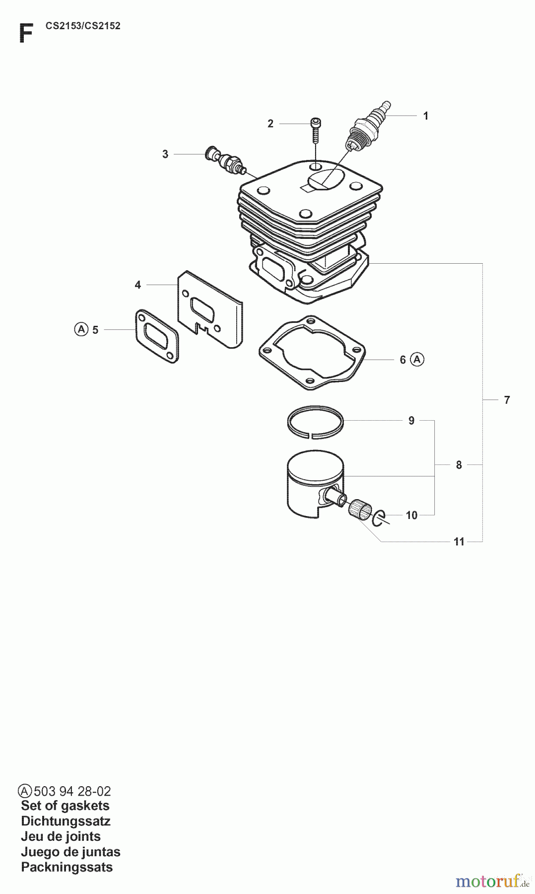 Jonsered Motorsägen CS2153 - Jonsered Chainsaw (2007-08) CYLINDER PISTON