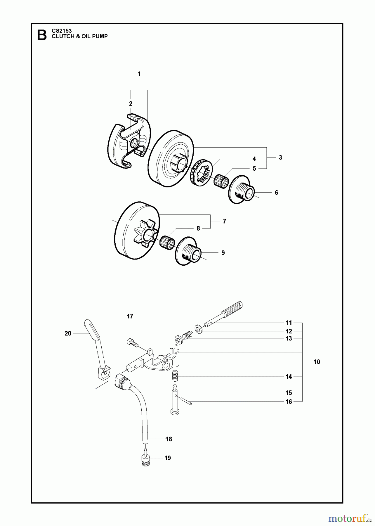 Jonsered Motorsägen CS2153 - Jonsered Chainsaw (2011-05) CLUTCH OIL PUMP