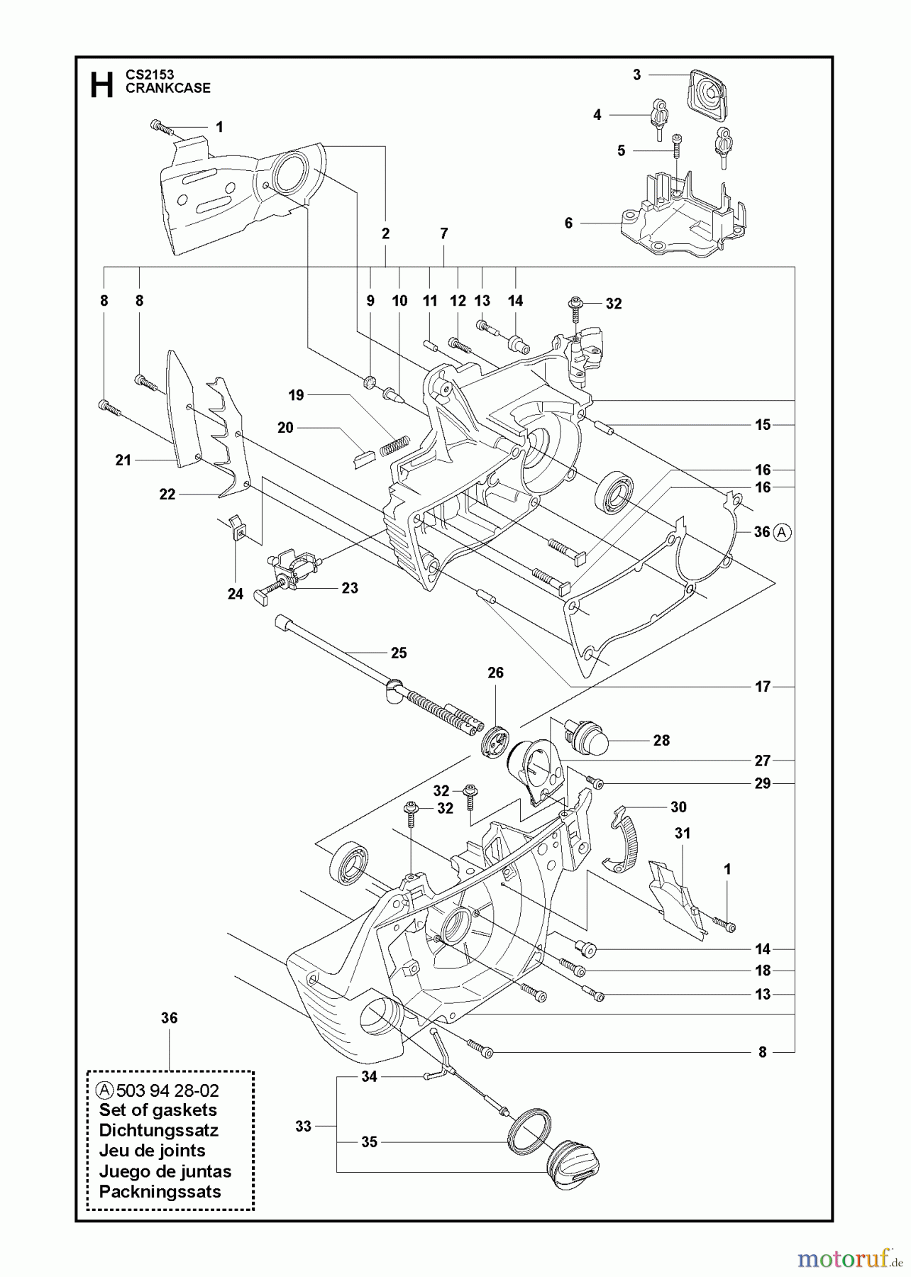 Jonsered Motorsägen CS2153 - Jonsered Chainsaw (2011-05) CRANKCASE
