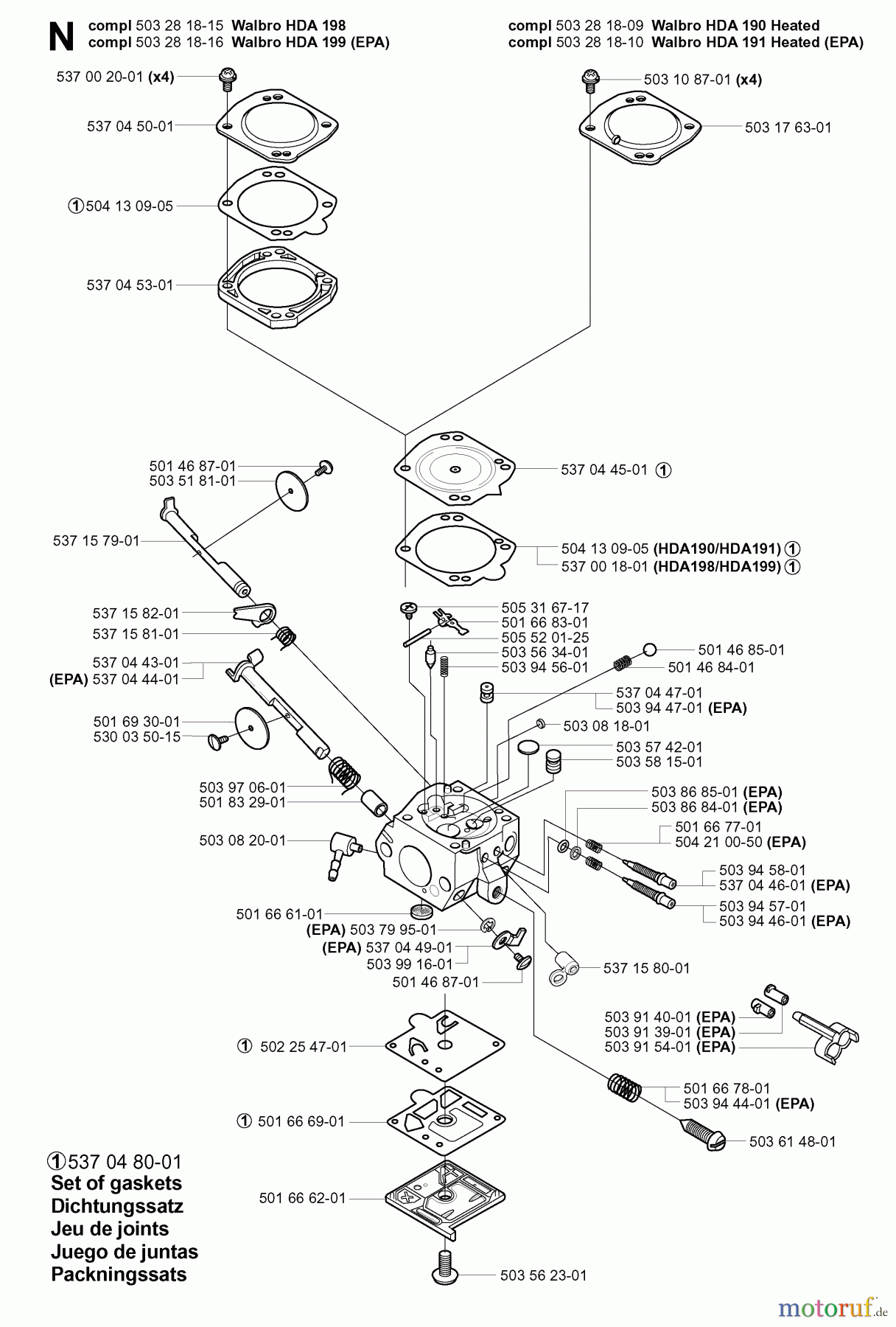 Jonsered Motorsägen CS2156 - Jonsered Chainsaw (2003-11) CARBURETOR DETAILS