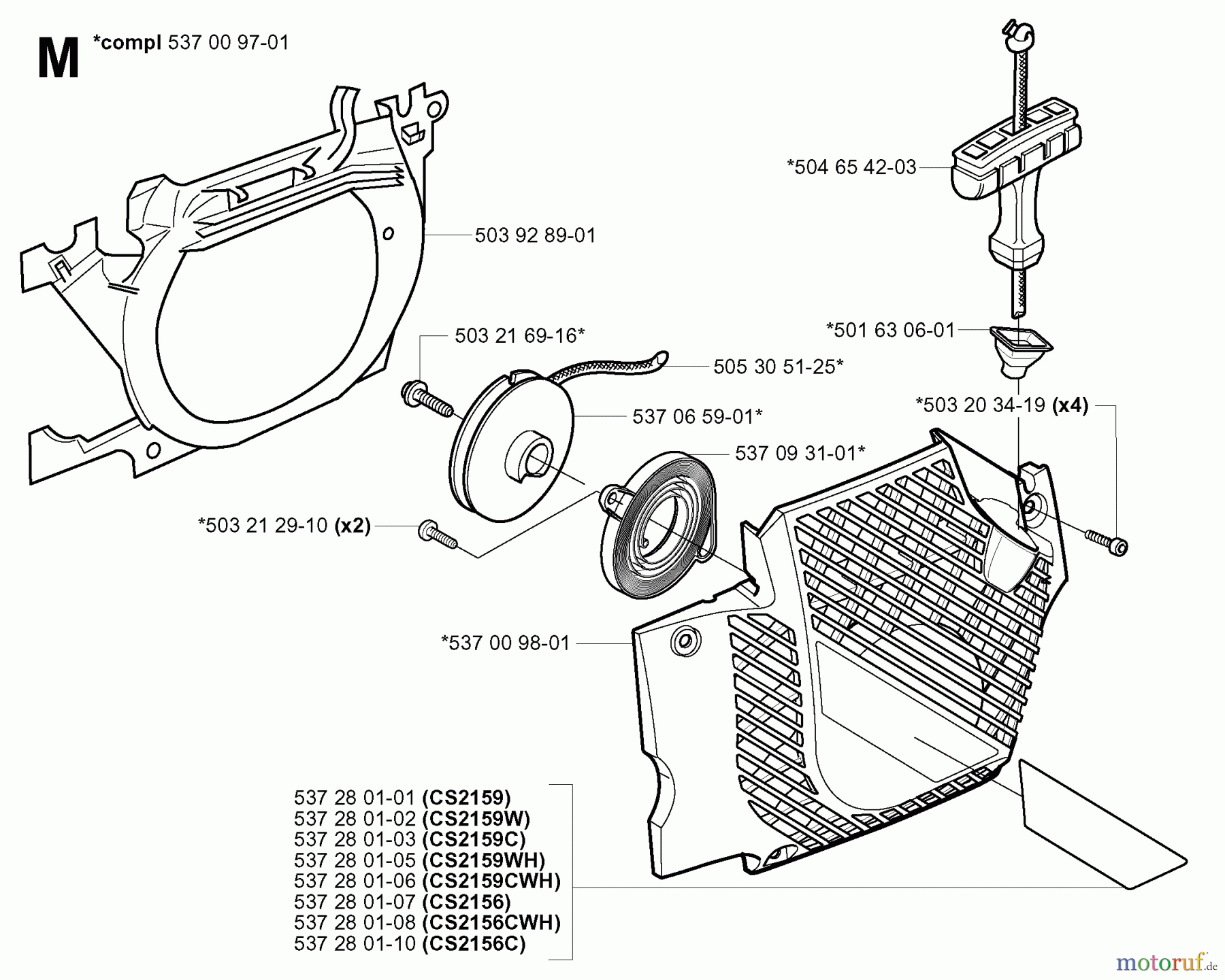 Jonsered Motorsägen CS2159 - Jonsered Chainsaw (2003-11) STARTER