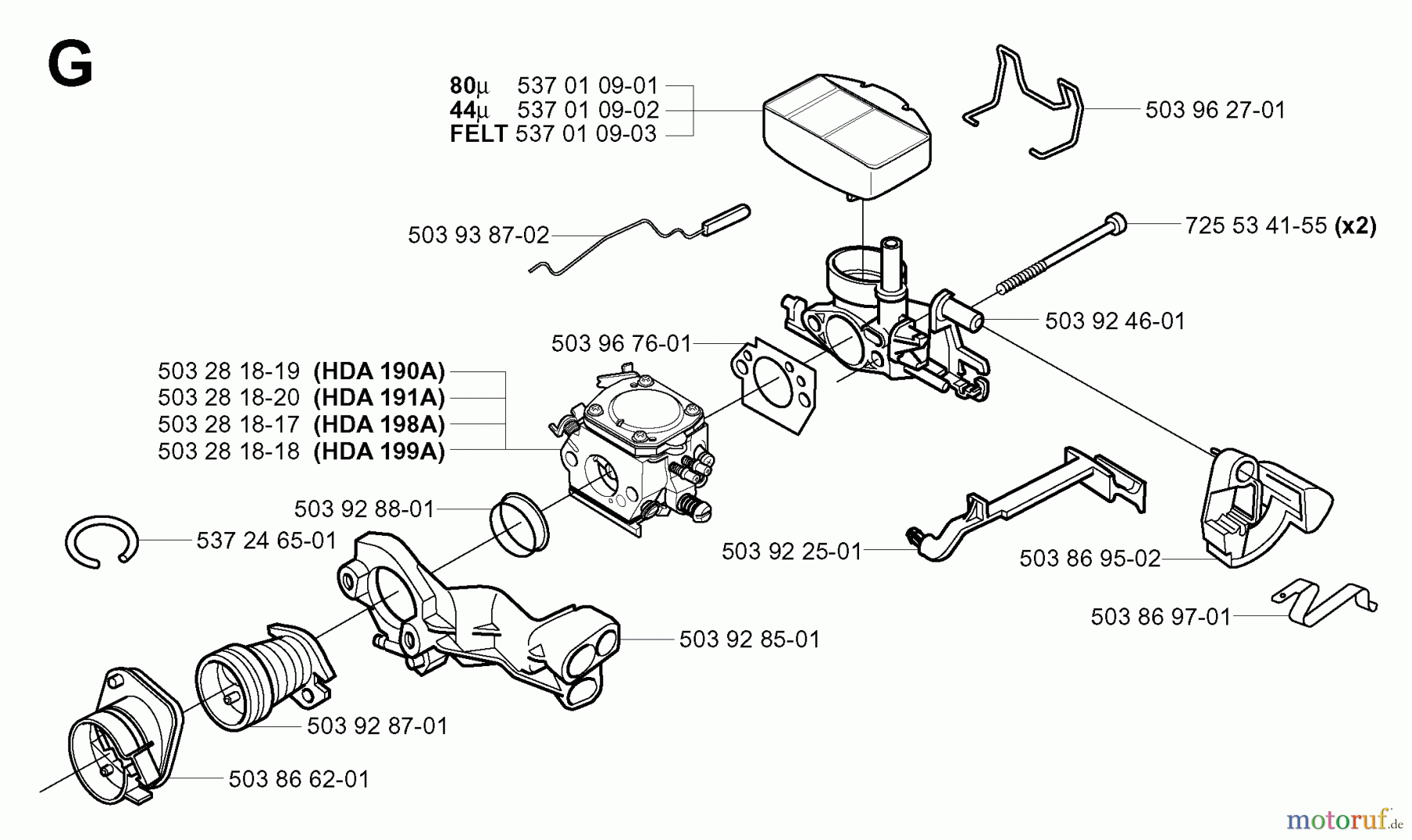 Jonsered Motorsägen CS2156 - Jonsered Chainsaw (2004-05) CARBURETOR AIR FILTER