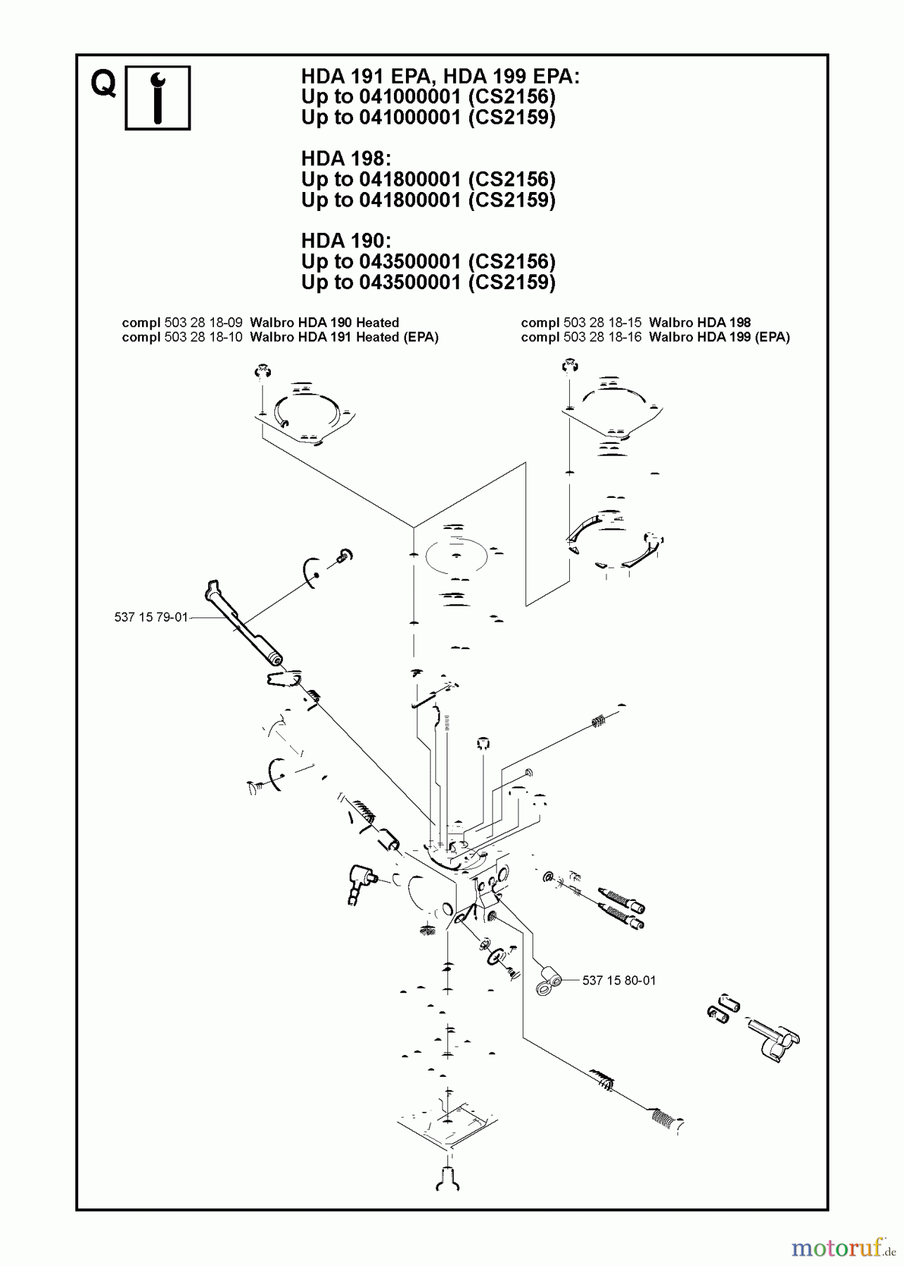 Jonsered Motorsägen CS2156 - Jonsered Chainsaw (2004-05) CARBURETOR DETAILS #1