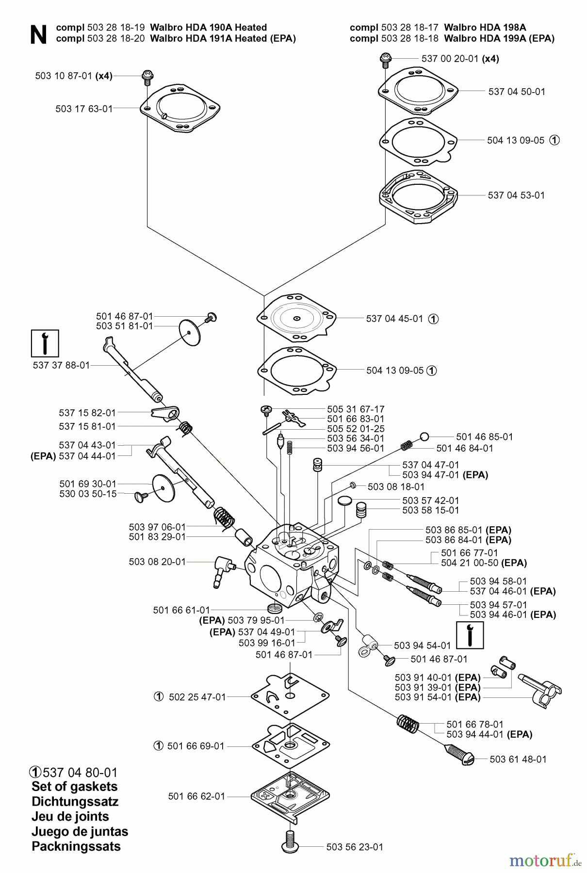 Jonsered Motorsägen CS2156 EPA - Jonsered Chainsaw (2004-05) CARBURETOR DETAILS #1