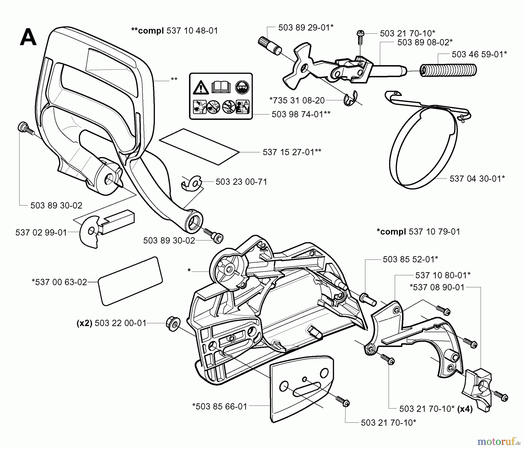 Jonsered Motorsägen CS2159 - Jonsered Chainsaw (2004-05) CHAIN BRAKE CLUTCH COVER