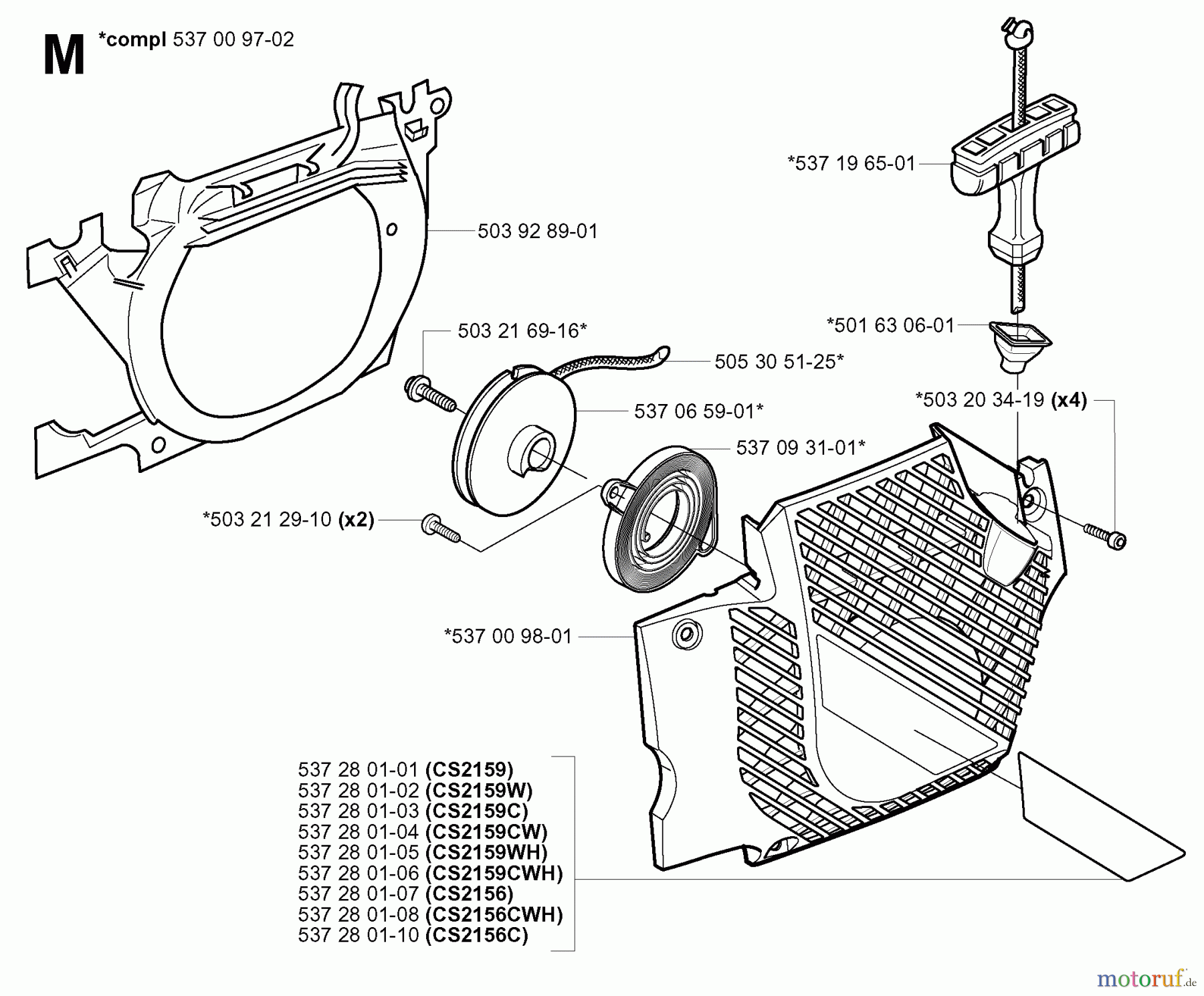 Jonsered Motorsägen CS2156 EPA - Jonsered Chainsaw (2004-05) STARTER