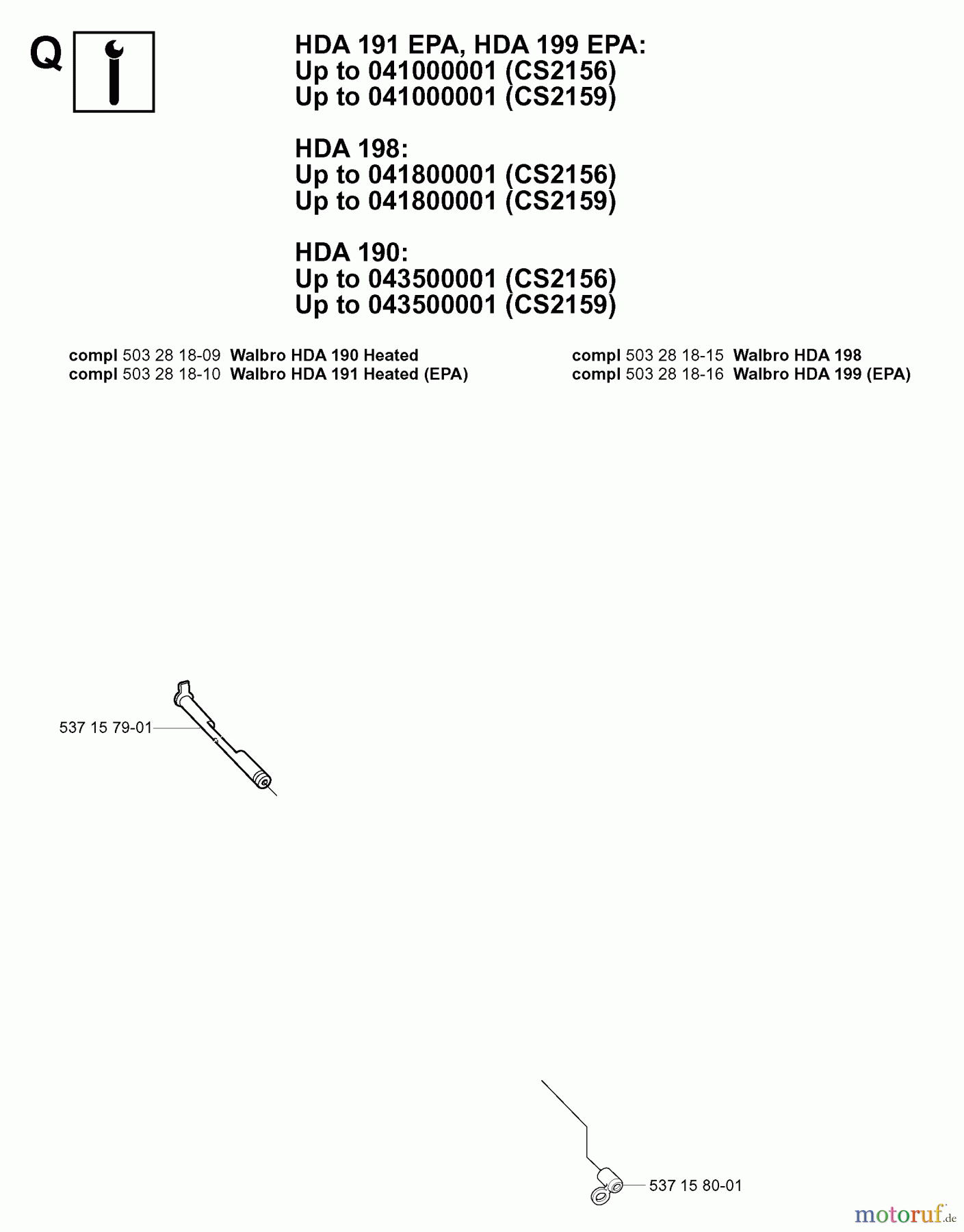 Jonsered Motorsägen CS2159 - Jonsered Chainsaw (2005-02) CARBURETOR DETAILS #1