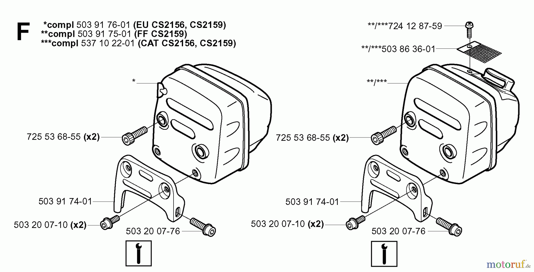 Jonsered Motorsägen CS2159 - Jonsered Chainsaw (2005-02) MUFFLER
