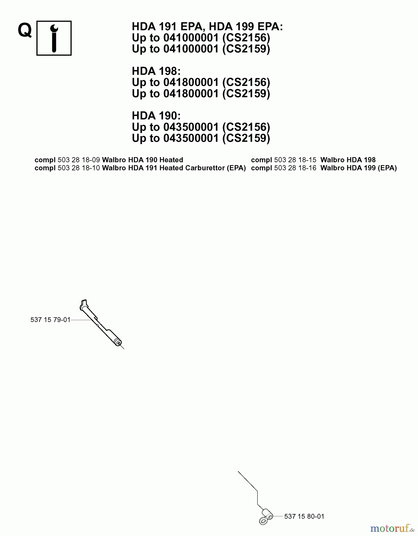 Jonsered Motorsägen CS2156 EPA - Jonsered Chainsaw (2006-02) CARBURETOR DETAILS #1