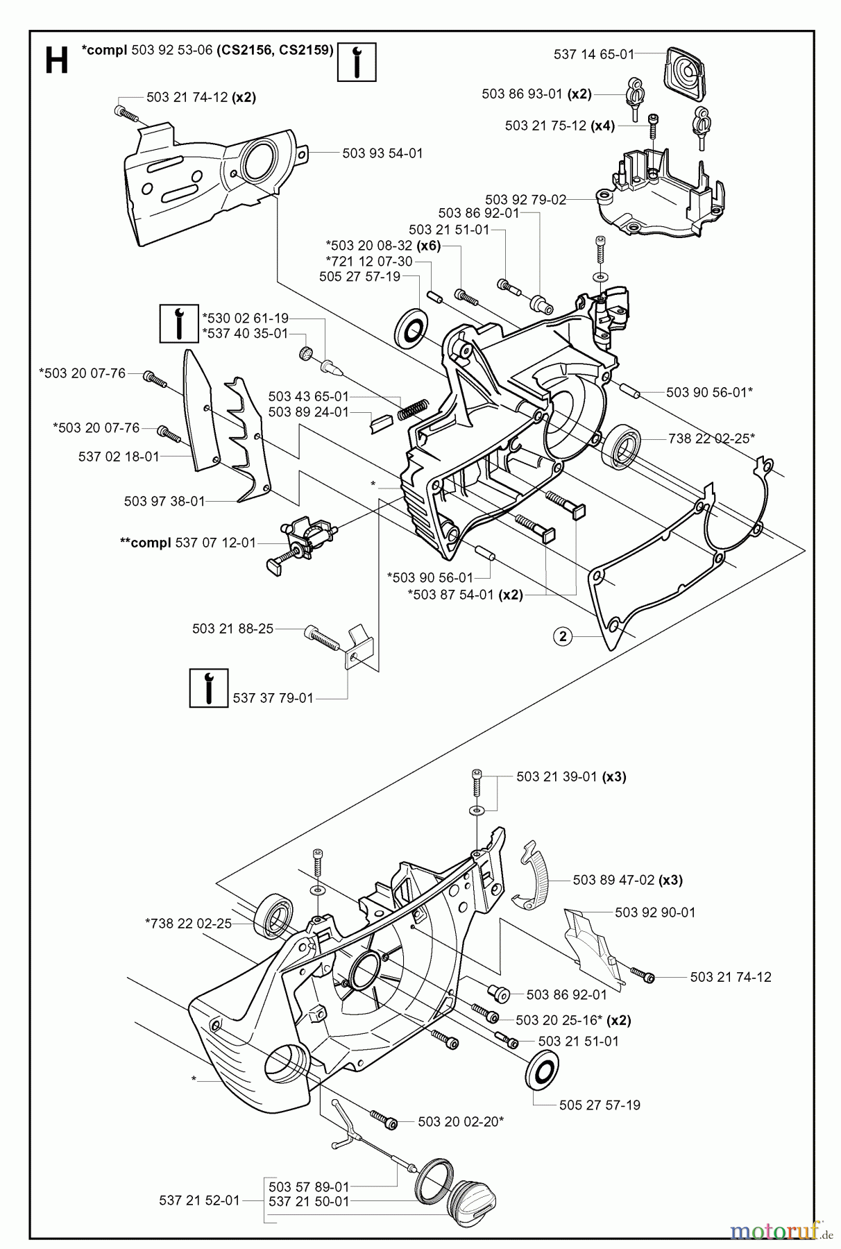 Jonsered Motorsägen CS2156 EPA - Jonsered Chainsaw (2006-02) CRANKCASE #1