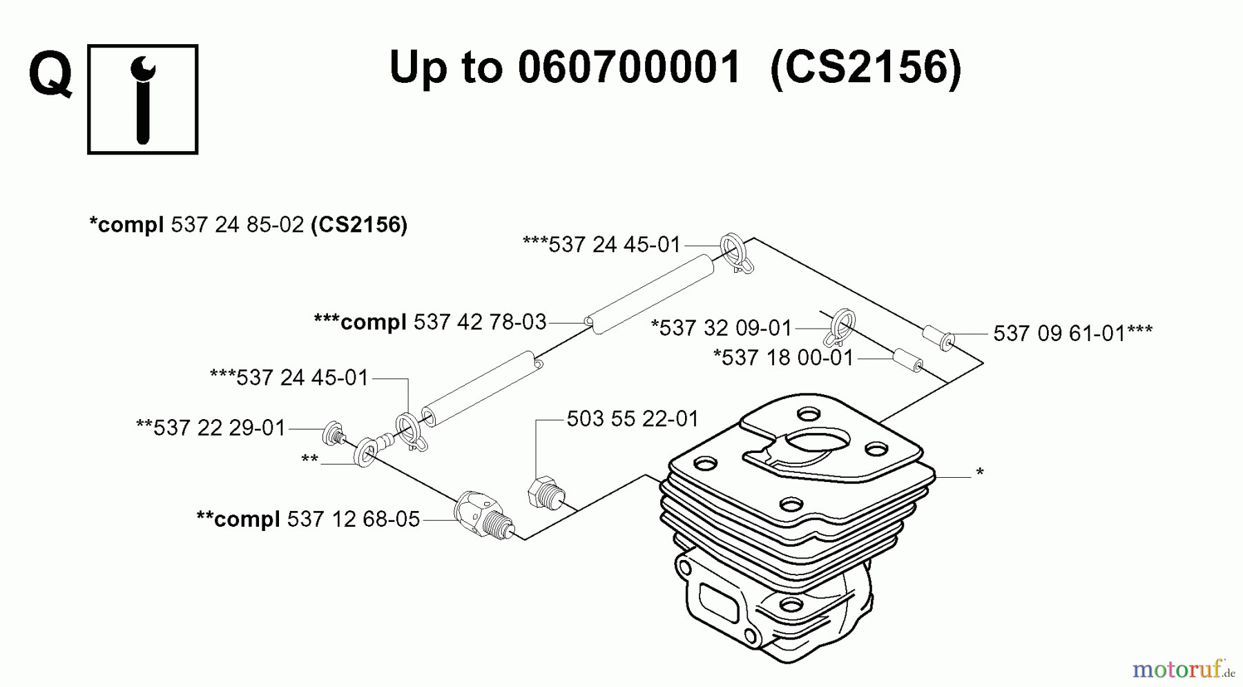  Jonsered Motorsägen CS2156 EPA - Jonsered Chainsaw (2006-02) CYLINDER PISTON #1