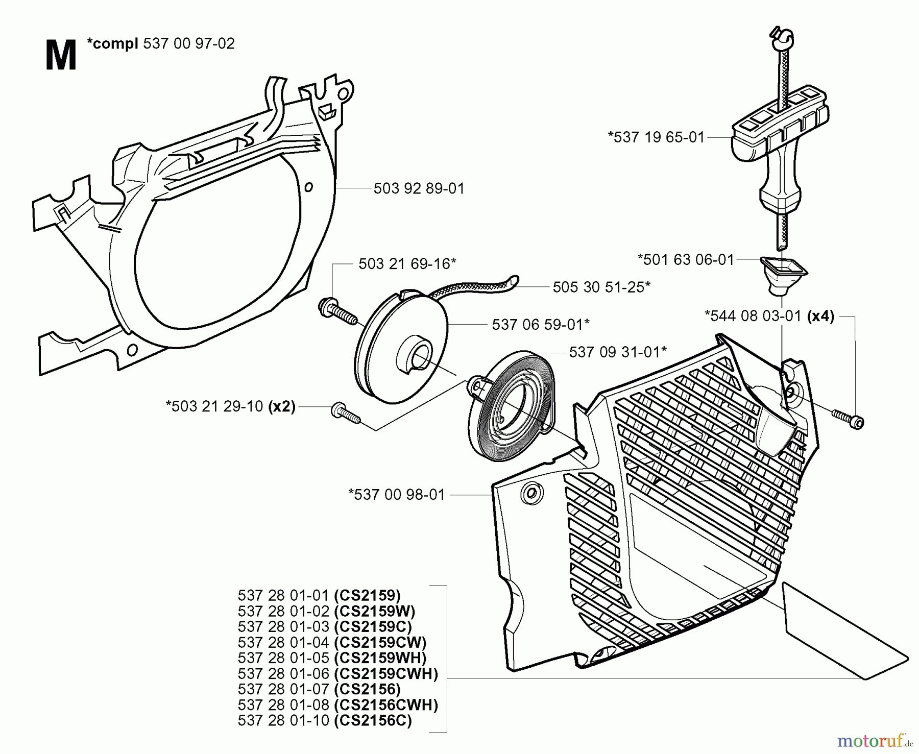 Jonsered Motorsägen CS2159 EPA - Jonsered Chainsaw (2006-02) STARTER