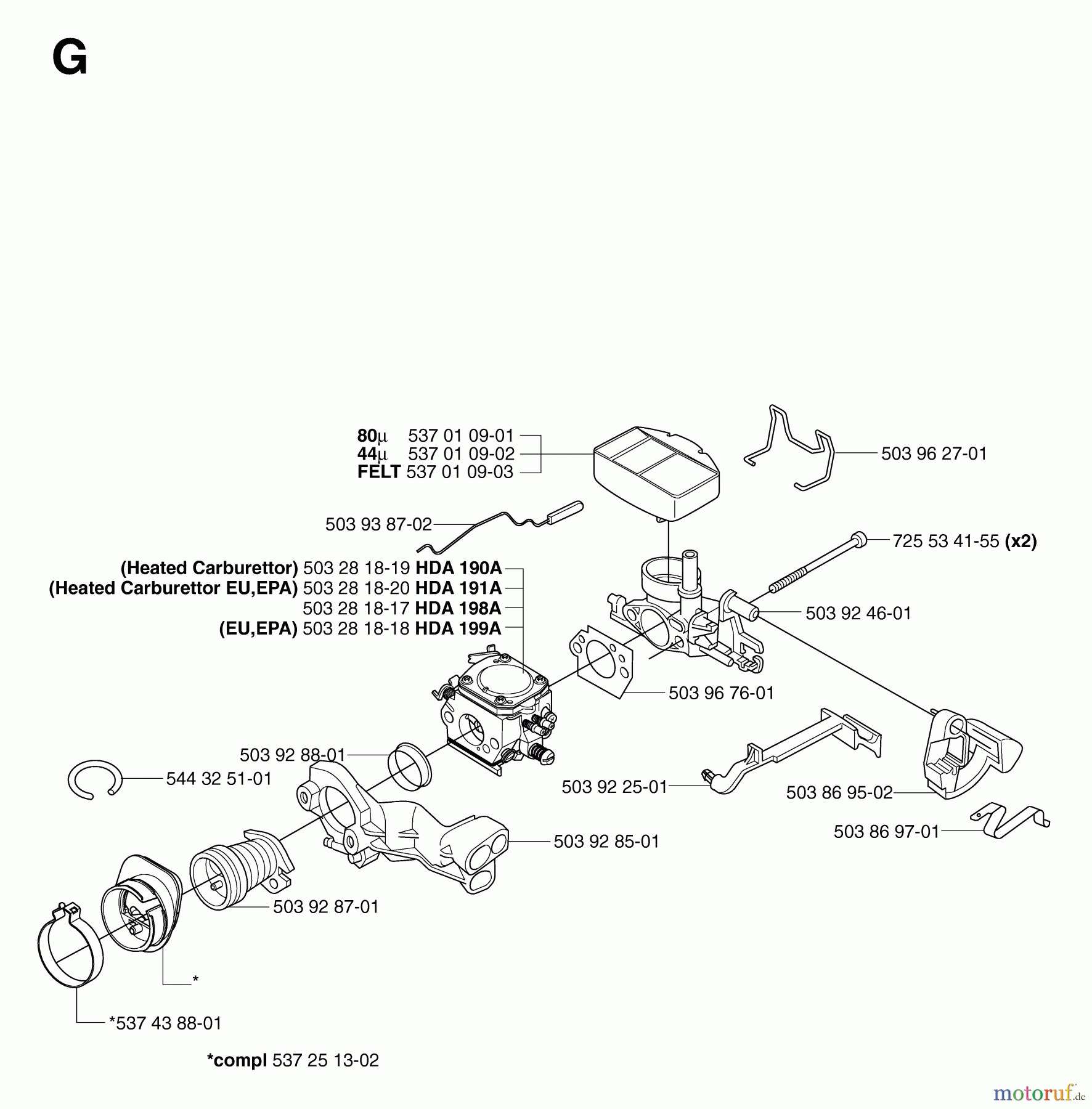 Jonsered Motorsägen CS2159 - Jonsered Chainsaw (2007-03) CARBURETOR AIR FILTER #1