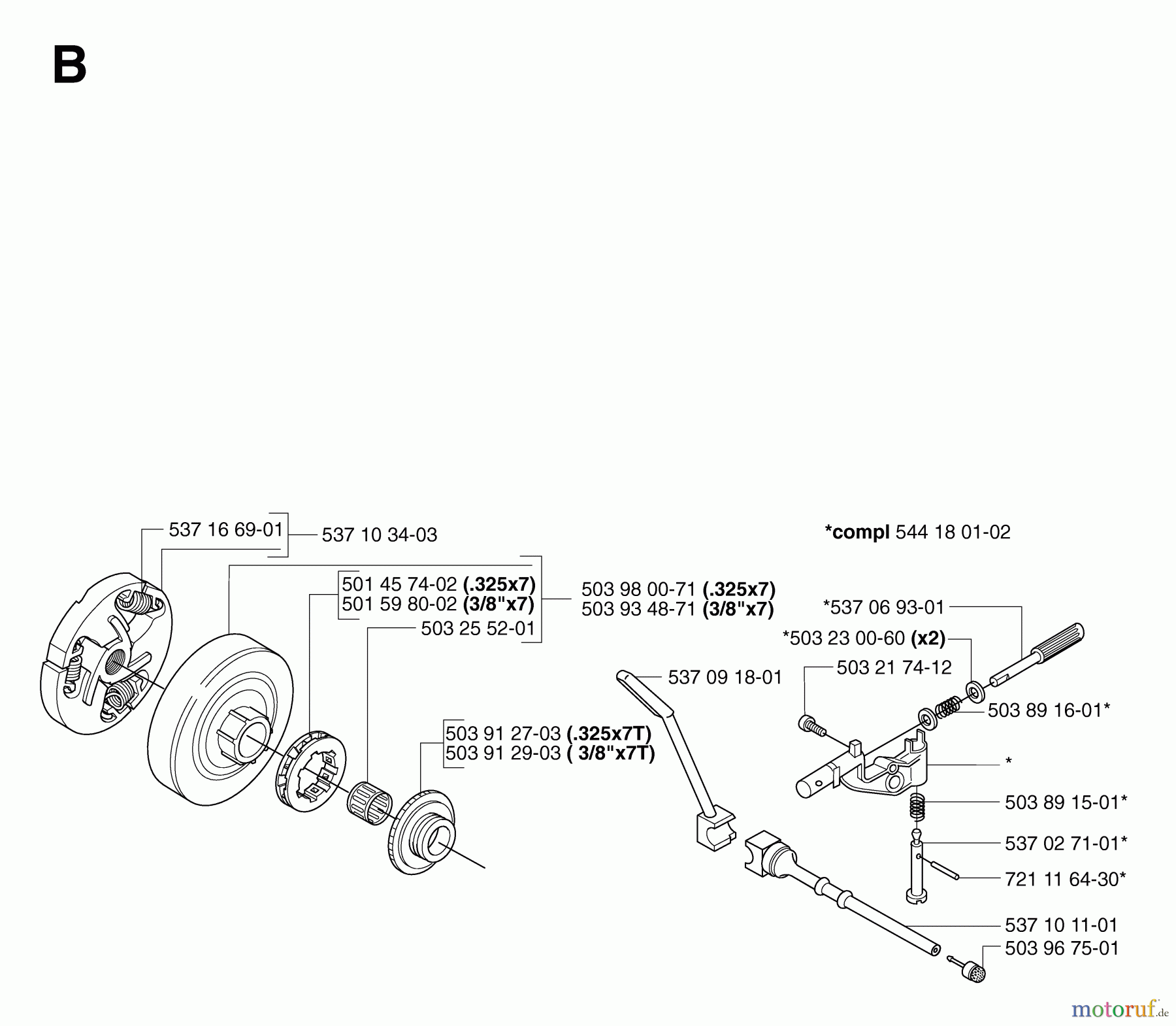 Jonsered Motorsägen CS2159 - Jonsered Chainsaw (2007-03) CLUTCH OIL PUMP #1
