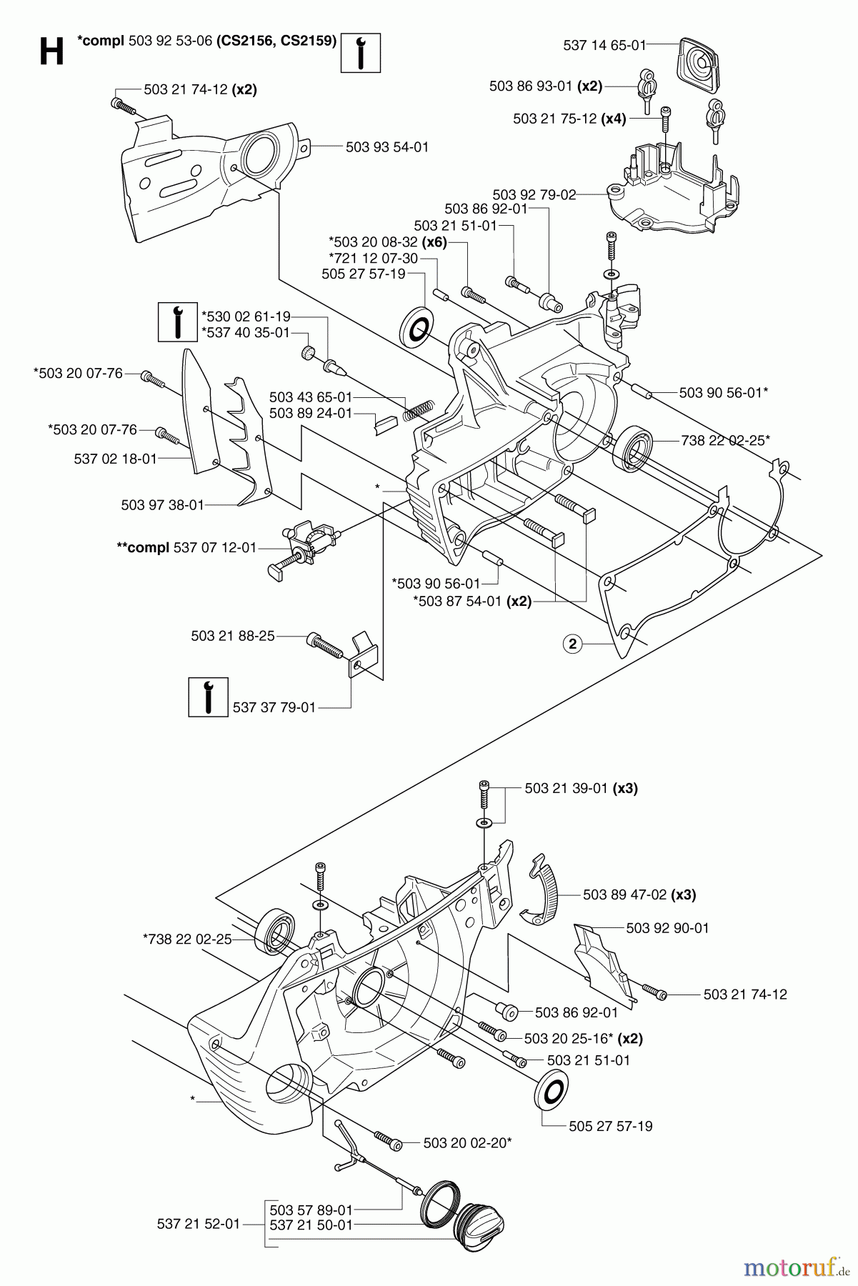 Jonsered Motorsägen CS2159 - Jonsered Chainsaw (2007-03) CRANKCASE #1