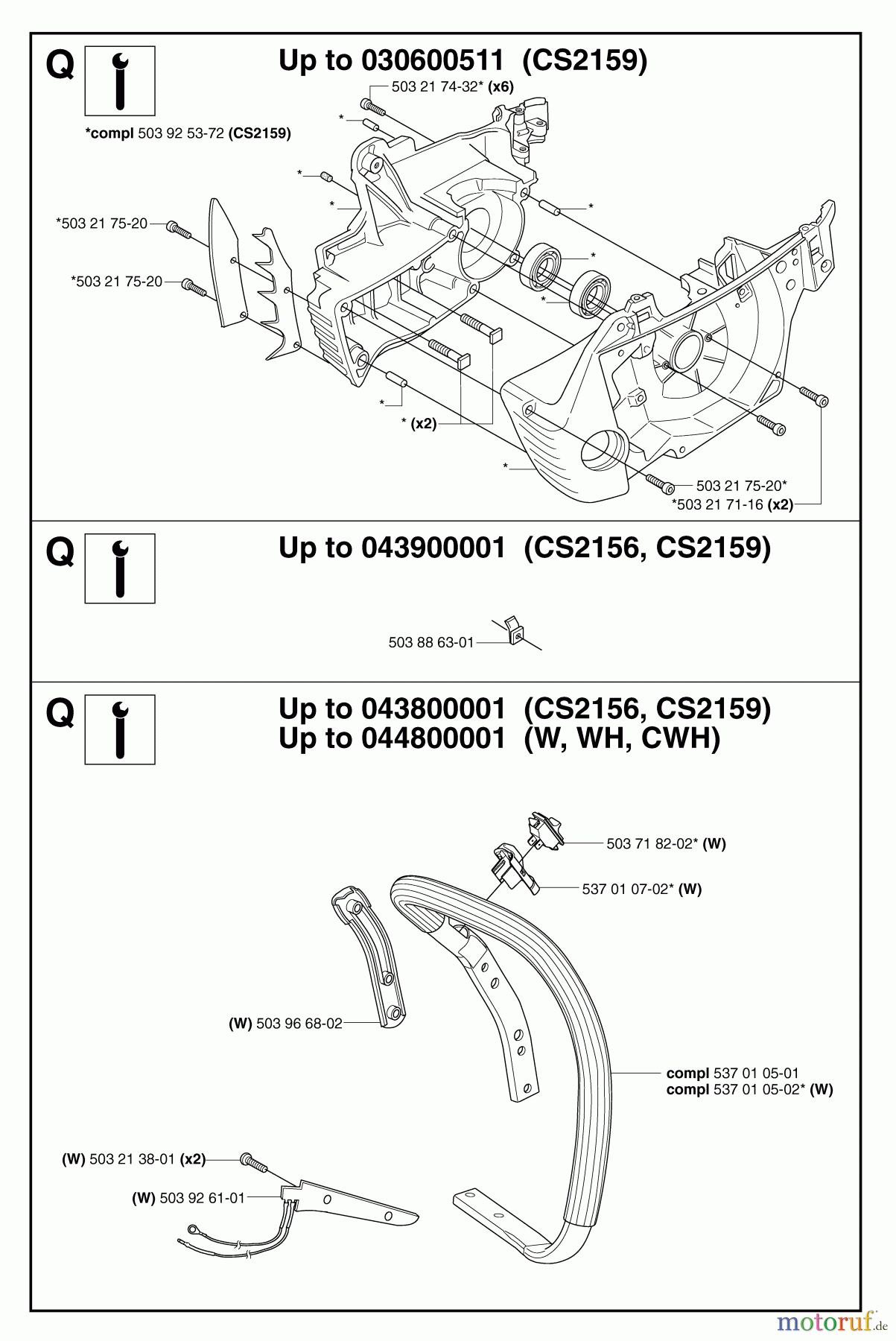 Jonsered Motorsägen CS2159 - Jonsered Chainsaw (2007-03) SERVICE UPDATES #4
