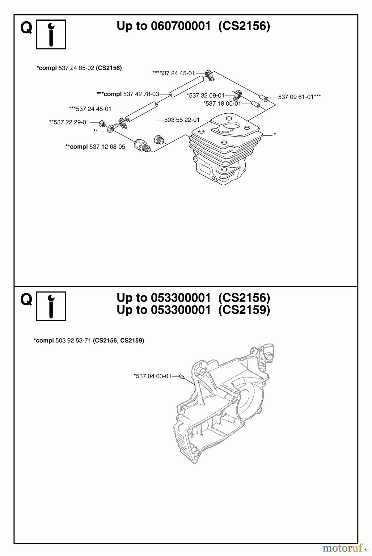 Jonsered Motorsägen CS2159 - Jonsered Chainsaw (2007-03) SERVICE UPDATES #3